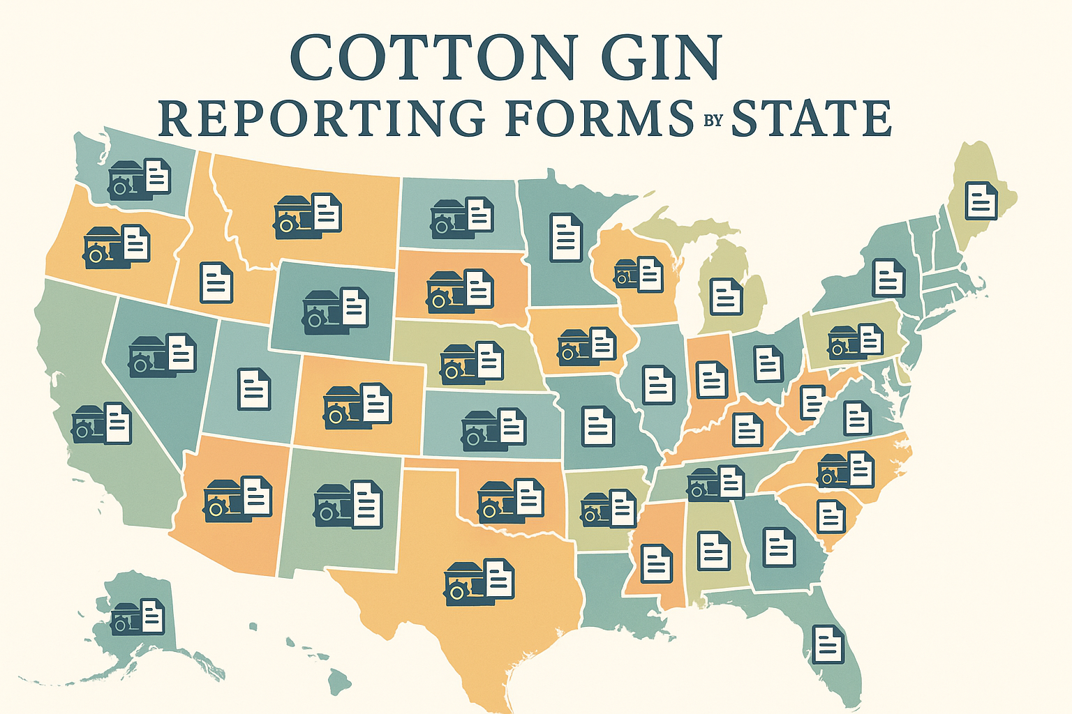 Thumbnail for: Cotton Gin Reporting Forms by State