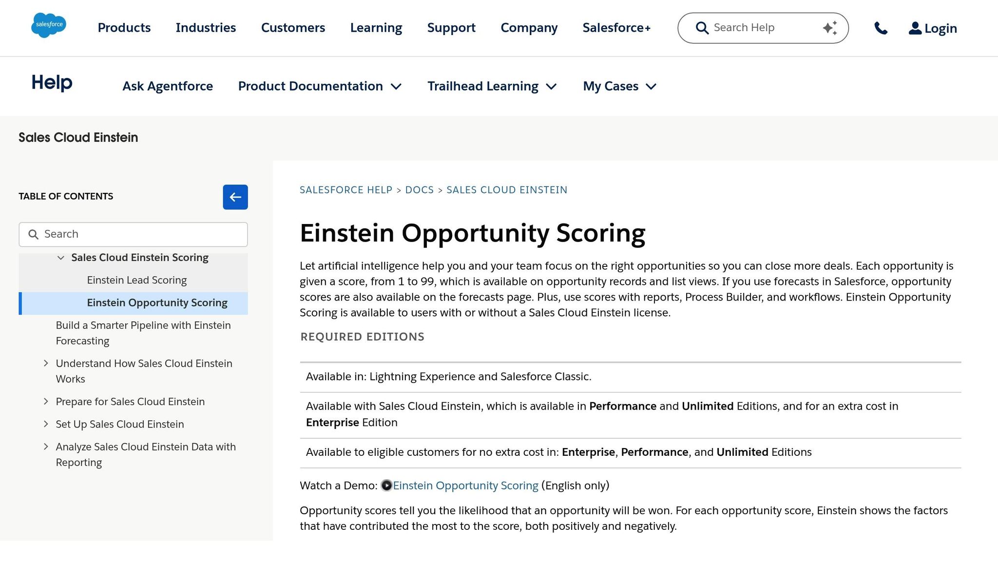Einstein Opportunity Scoring