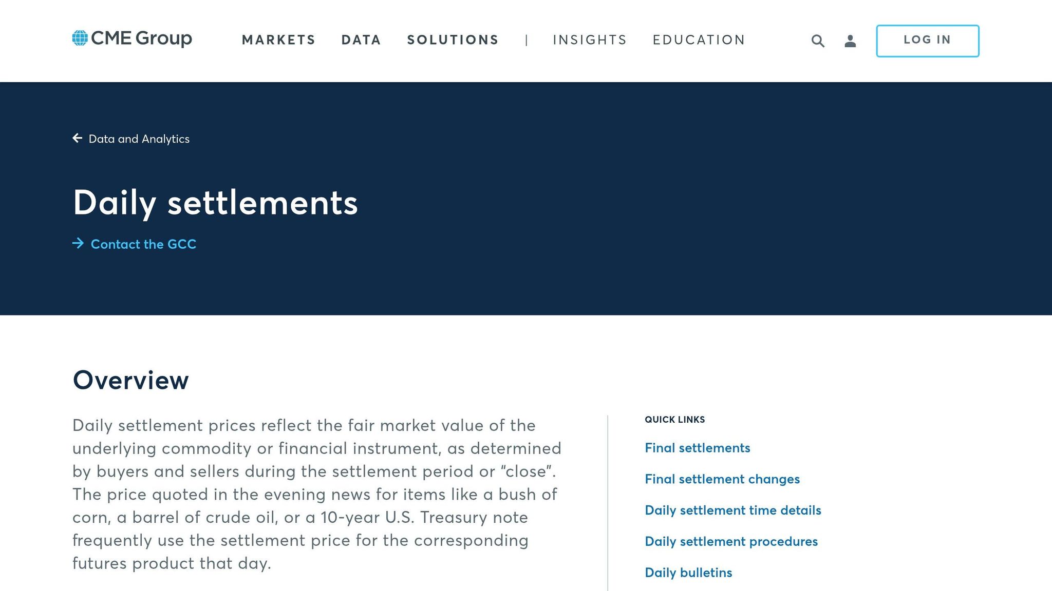 CME Daily Settlements Page