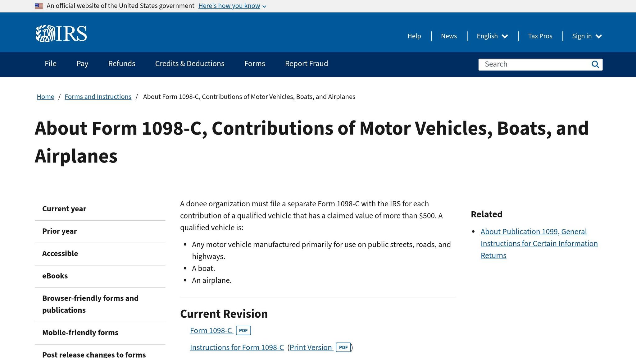 IRS Form 1098-C