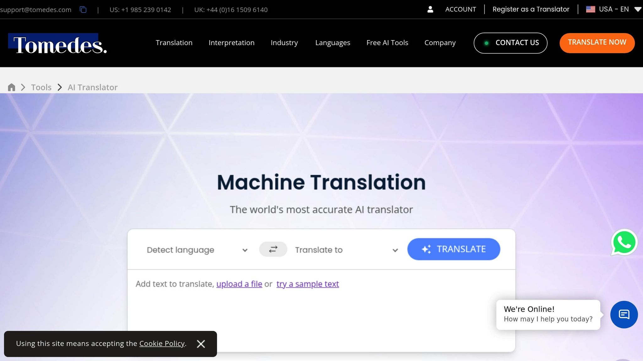 Tomedes AI Translator