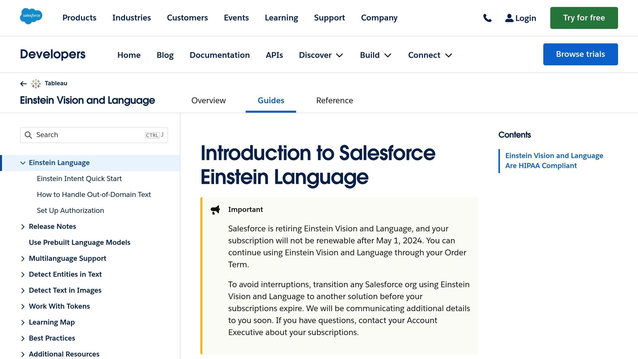 Salesforce Einstein Language