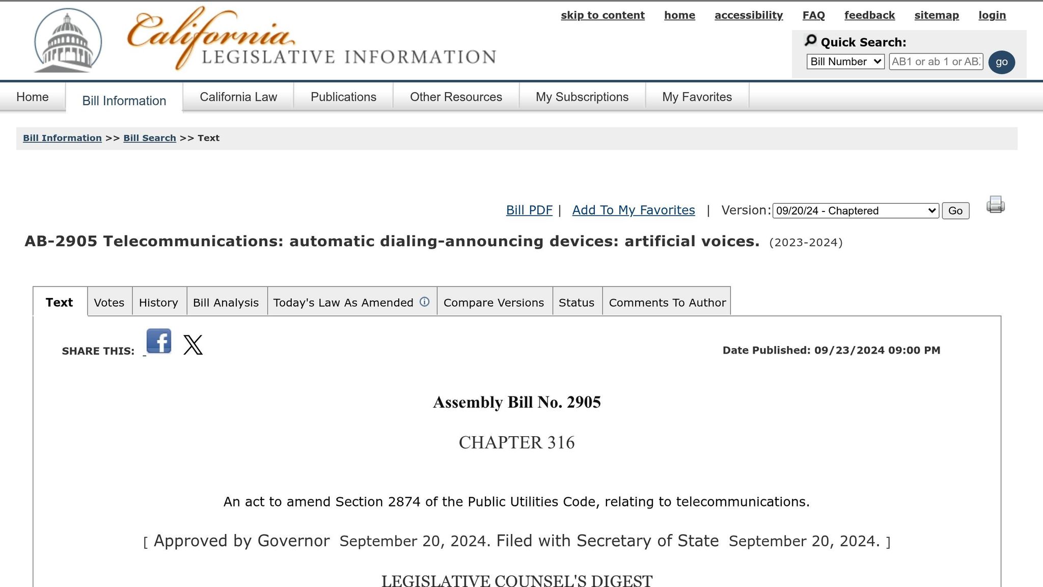California AB 2905