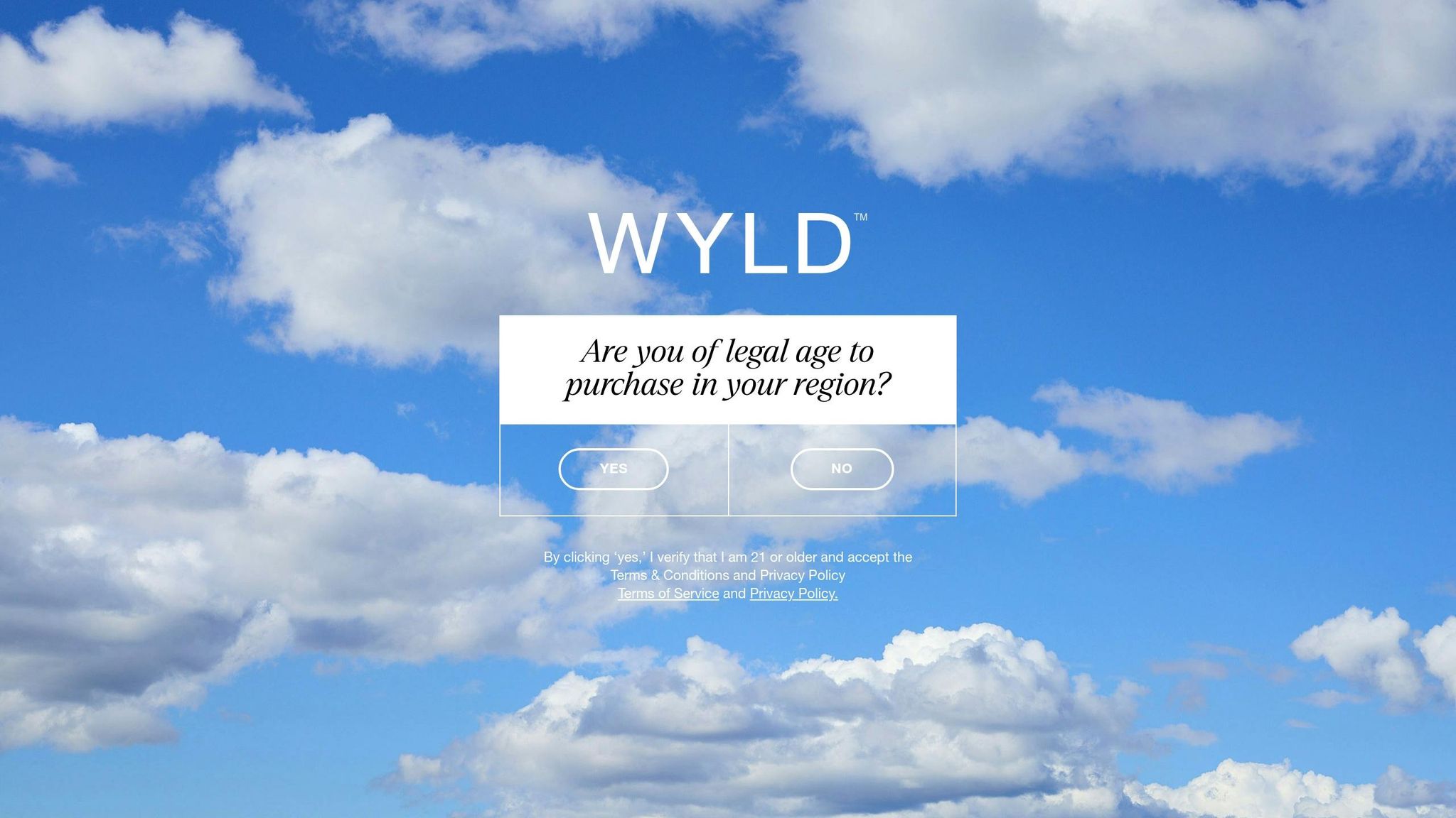 Blue sky with clouds, representing the WYLD brand
