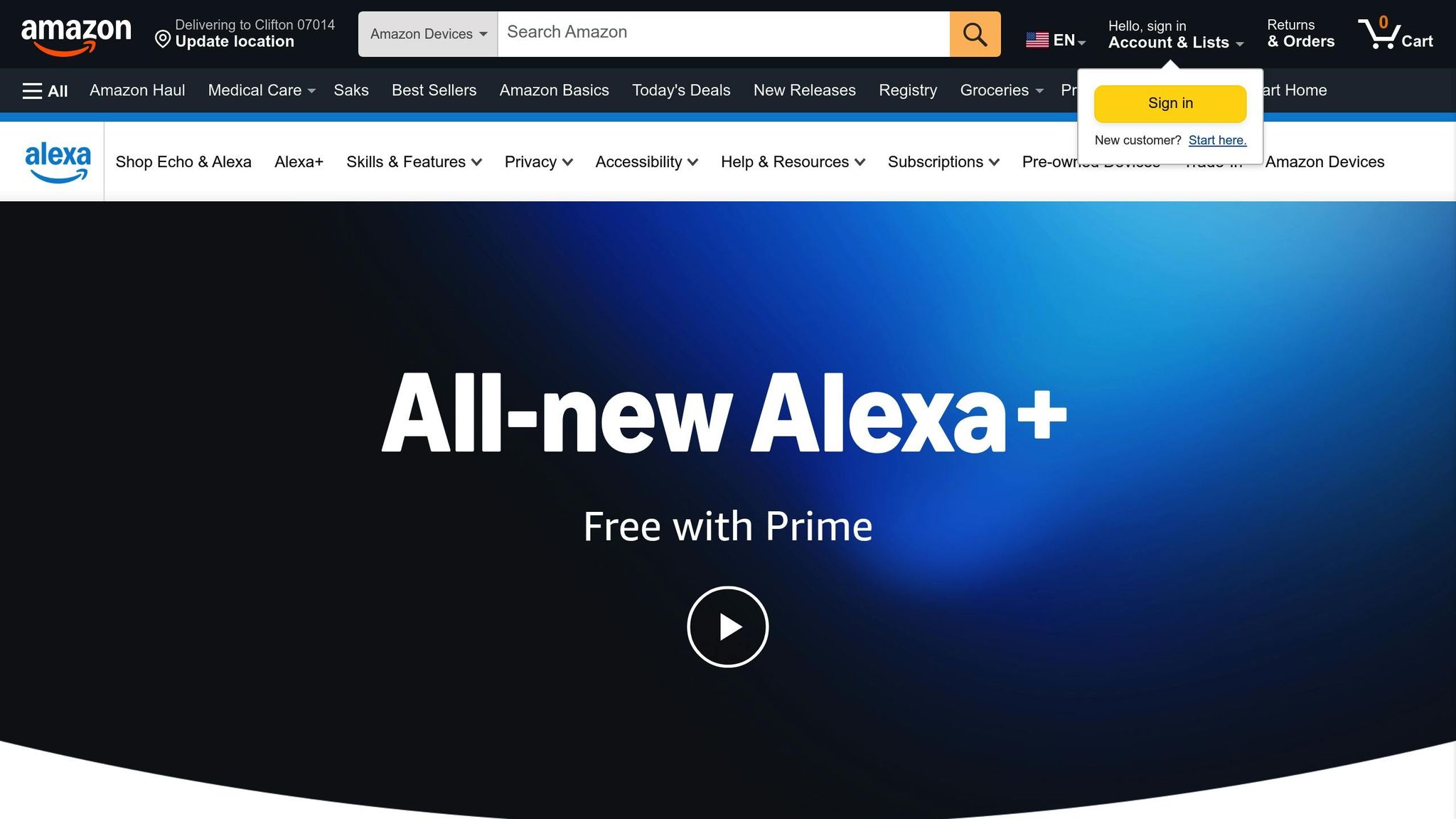 Amazon Alexa app interface showing smart water system device integration and voice control setup