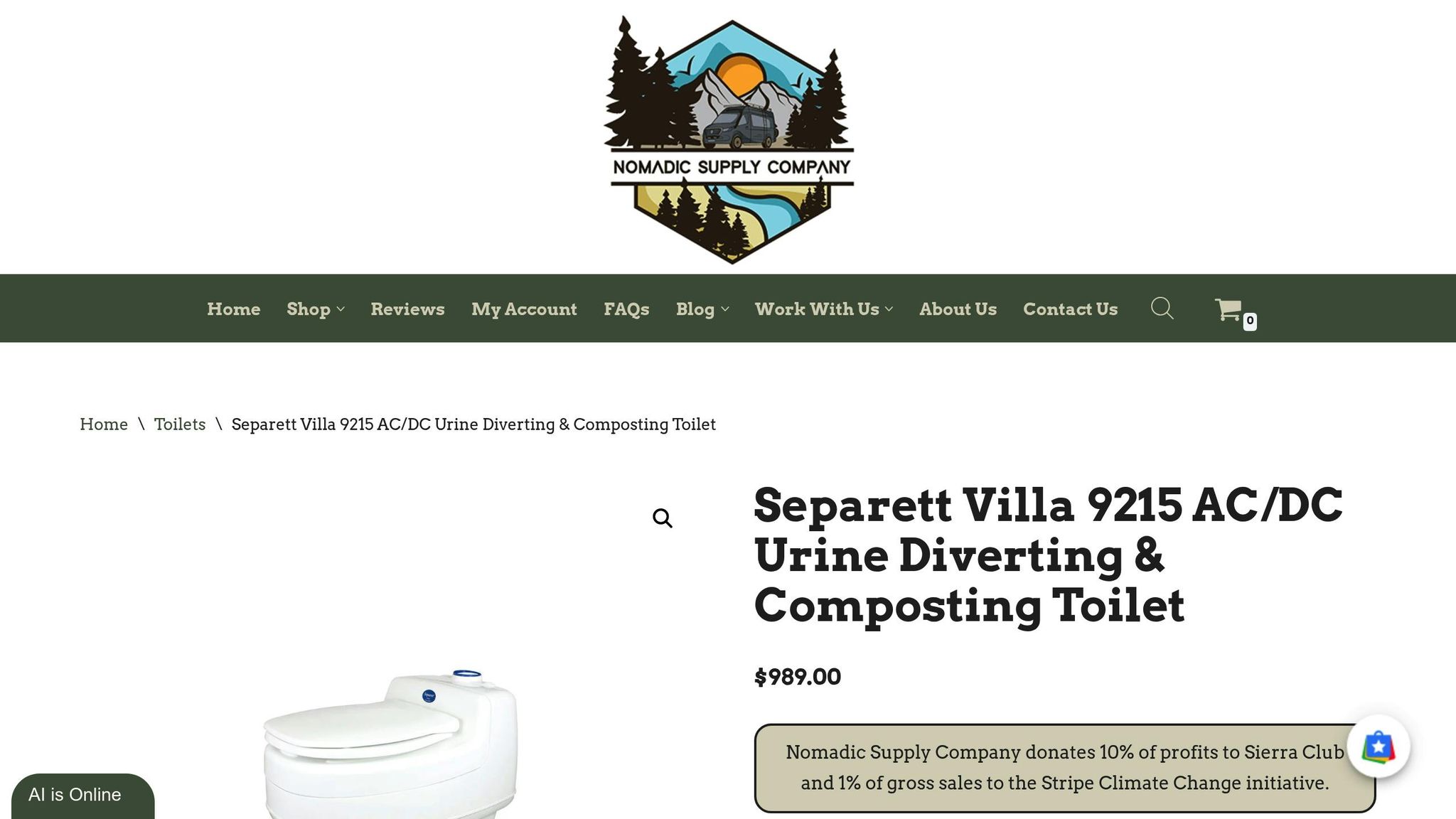Separett Villa 9215 AC/DC urine-diverting composting toilet with dual power options