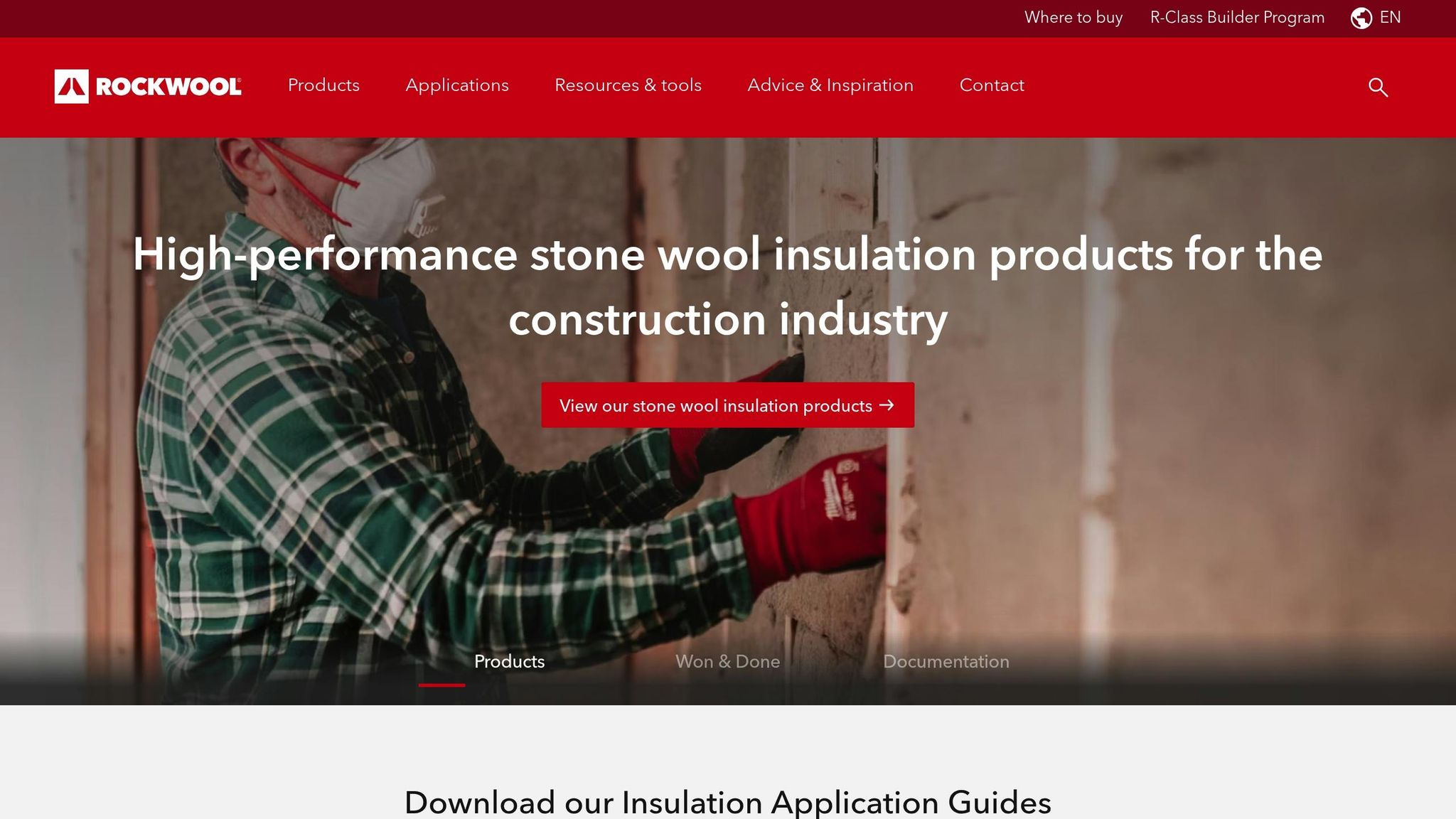 Rockwool mineral wool insulation batt made from volcanic rock fibers