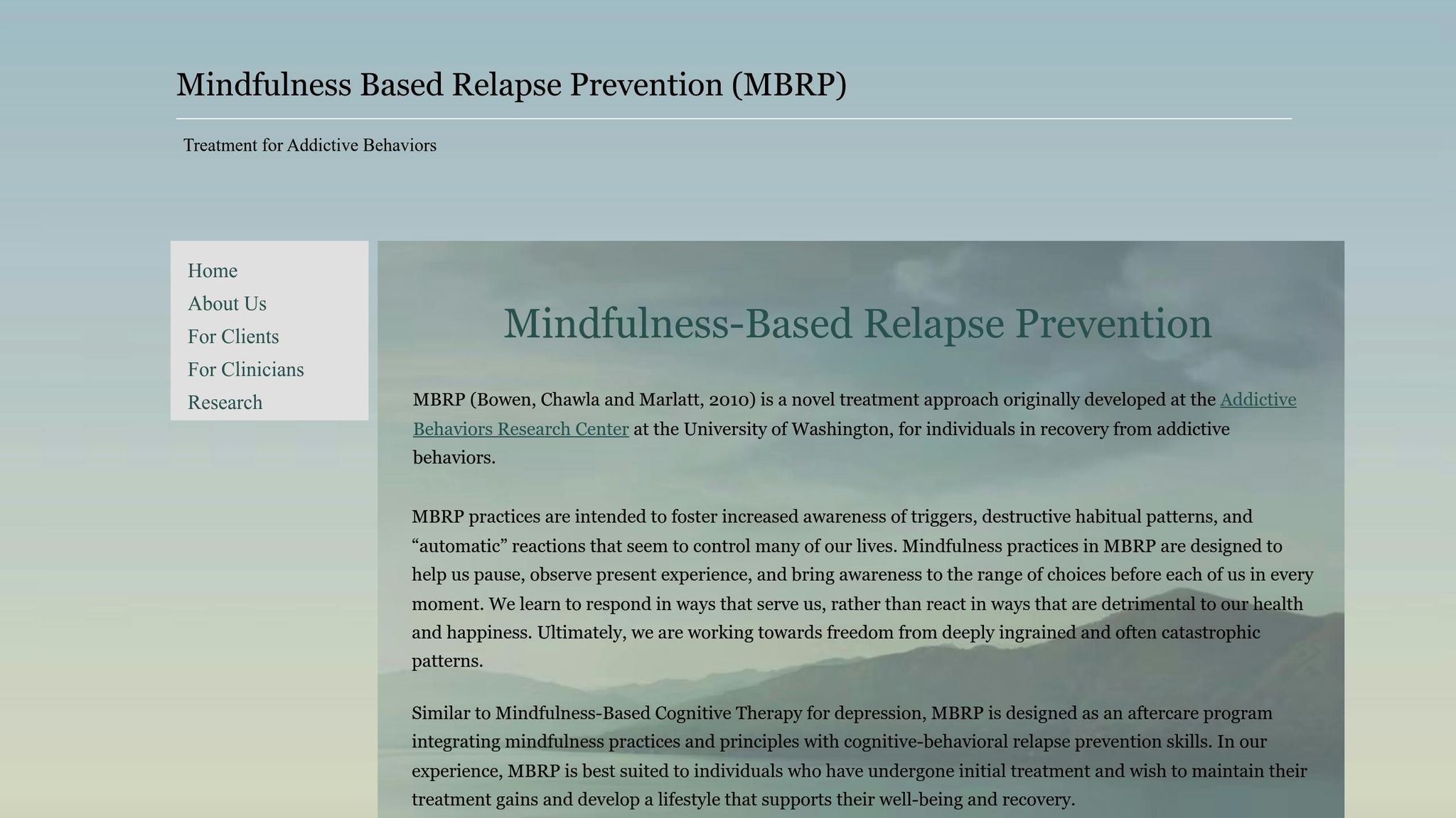 Mindfulness-Based Relapse Prevention