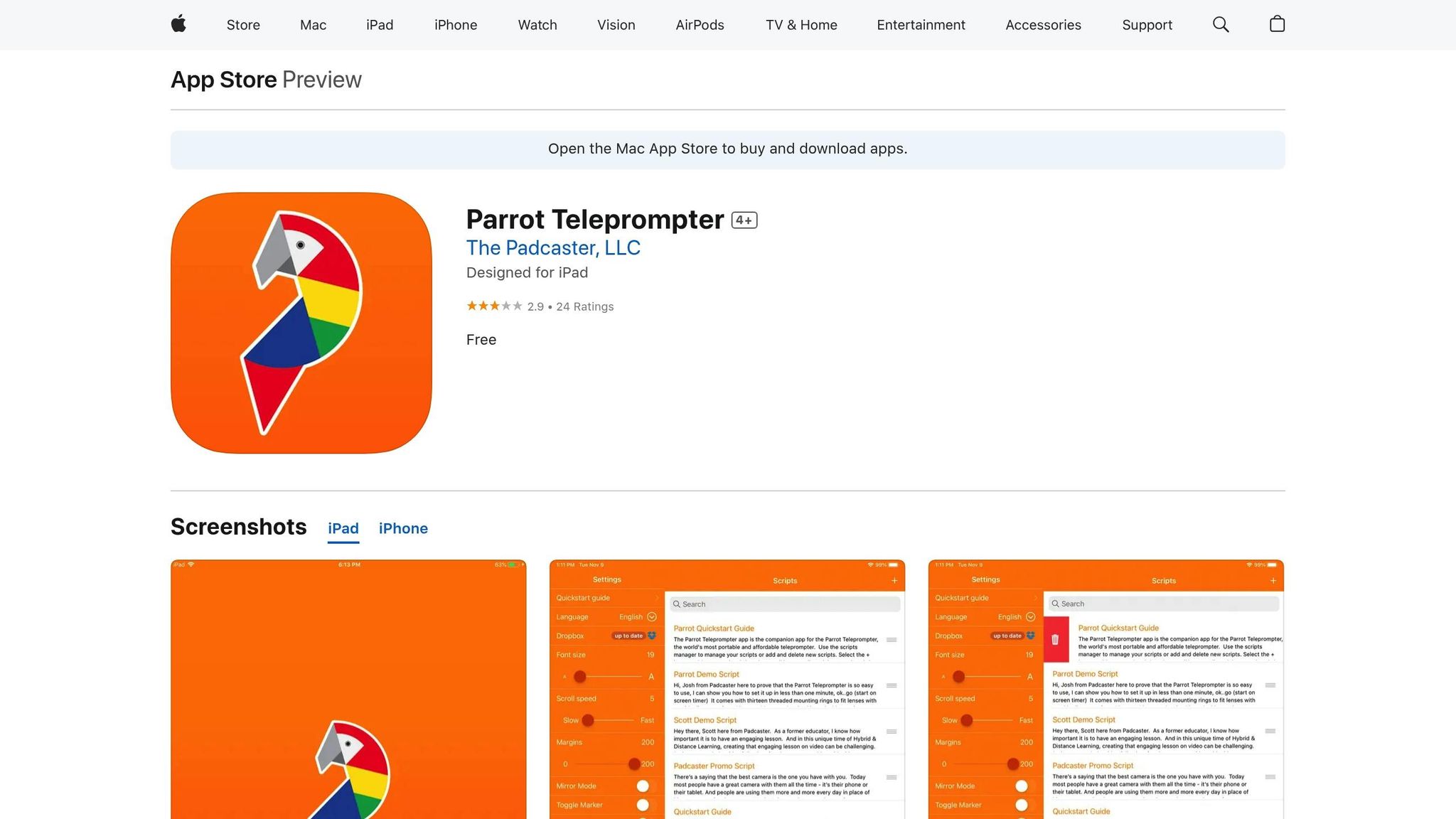 Parrot Teleprompter