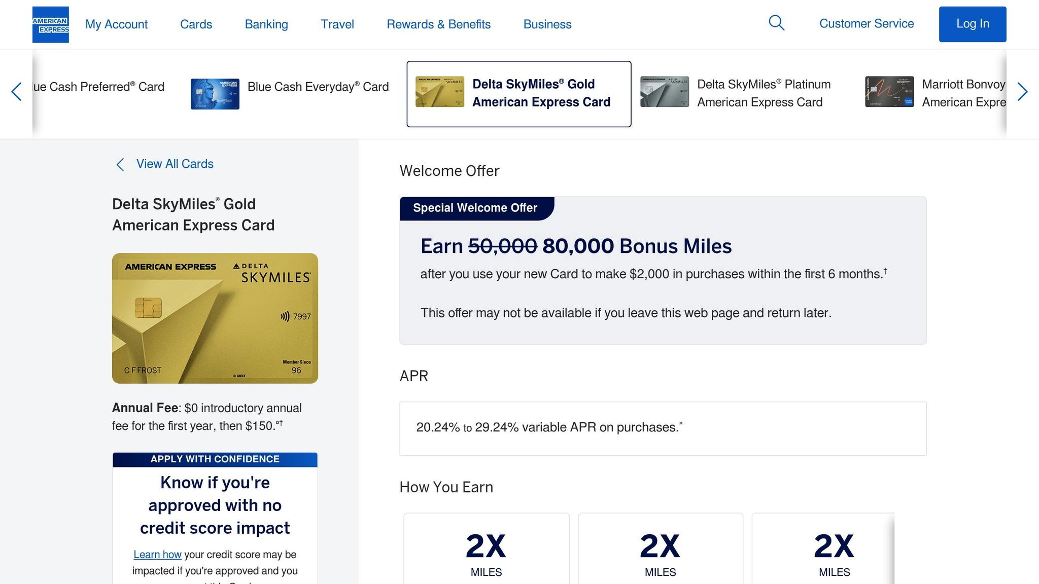 Delta SkyMiles Gold American Express Card