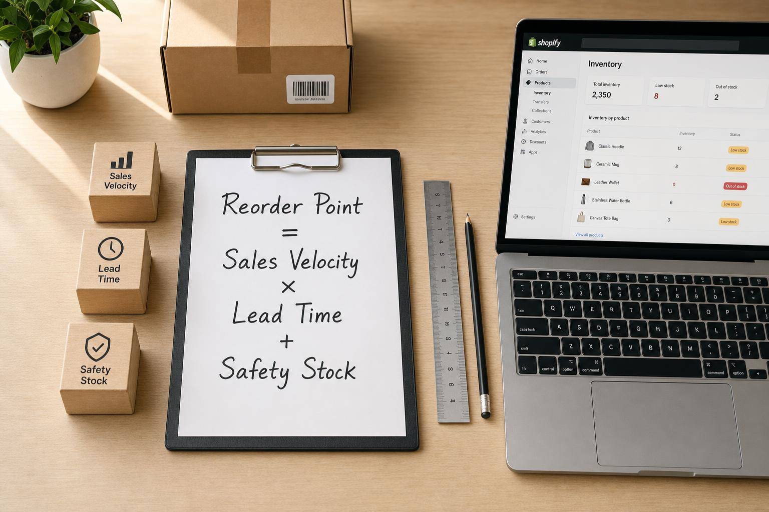 How to Calculate Reorder Points for Shopify: Formula, Example, and Common Mistakes