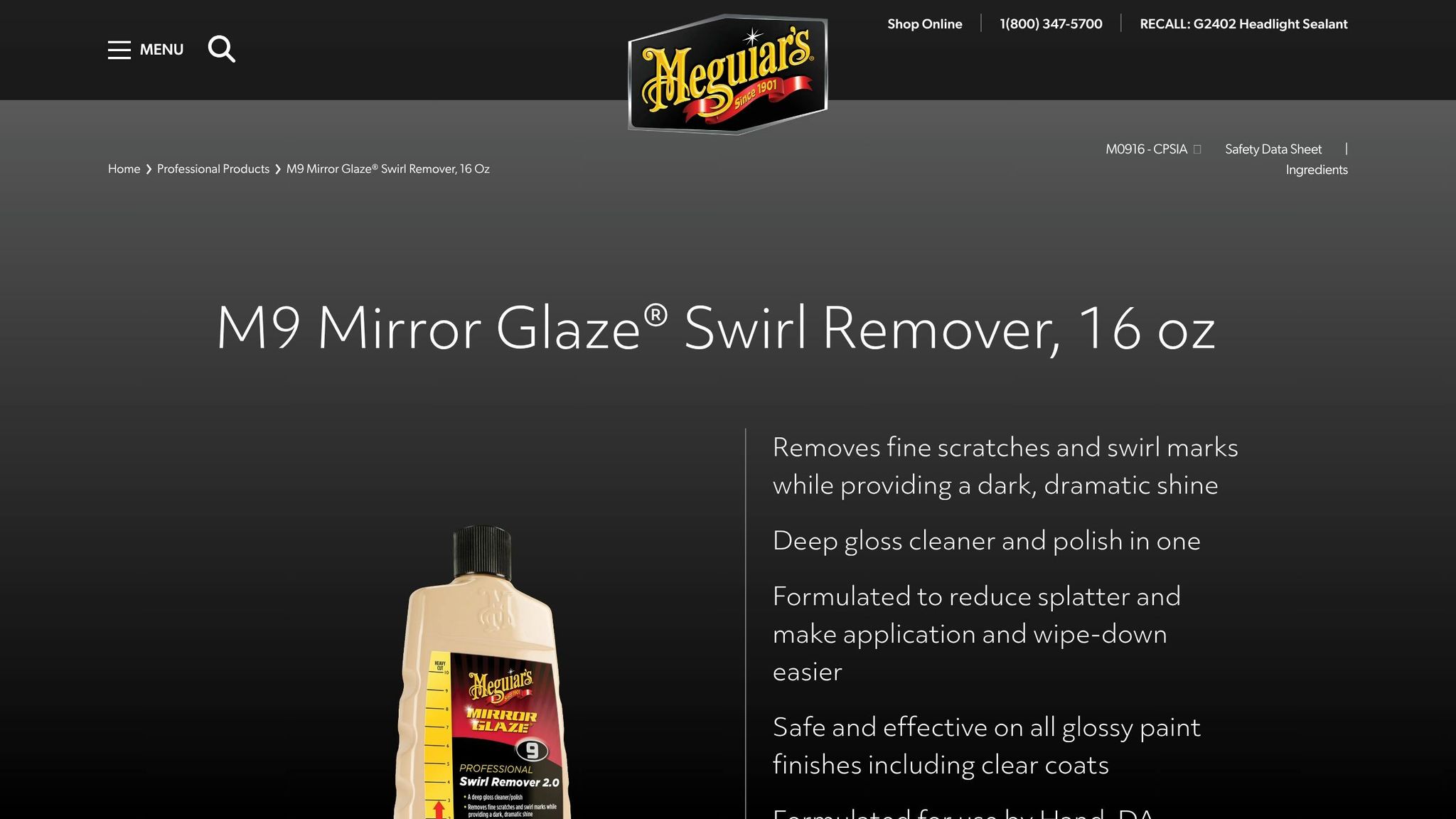 Meguiar's Mirror Glaze #9 Swirl Remover 2