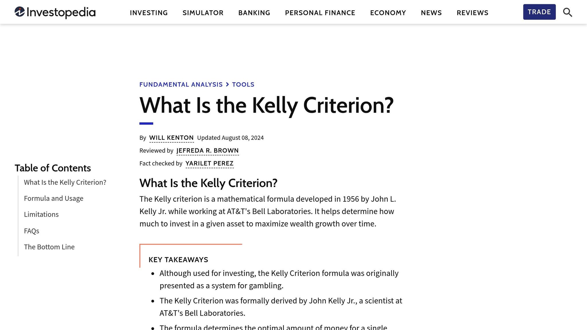 Kelly Criterion