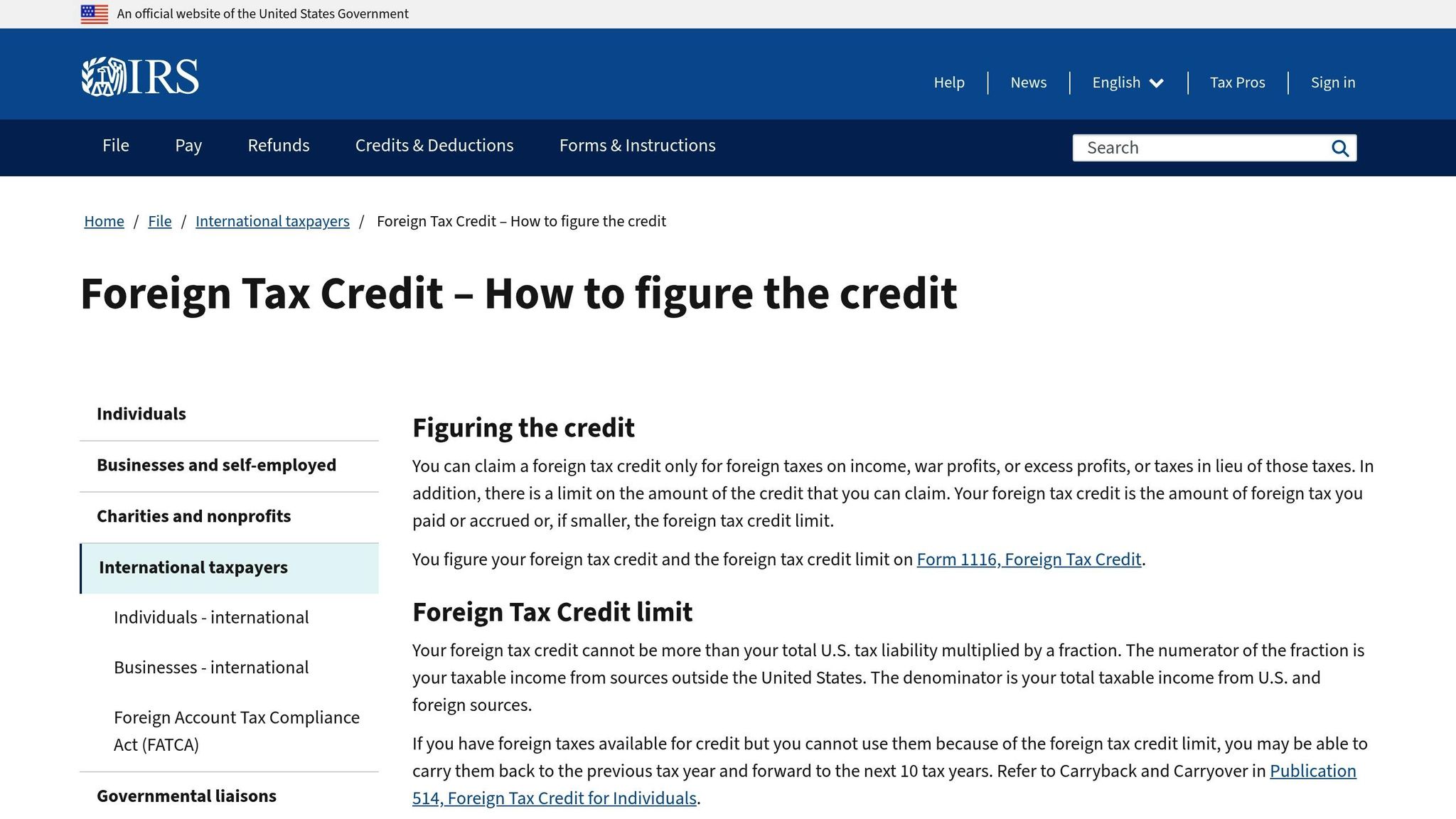 Foreign Tax Credit