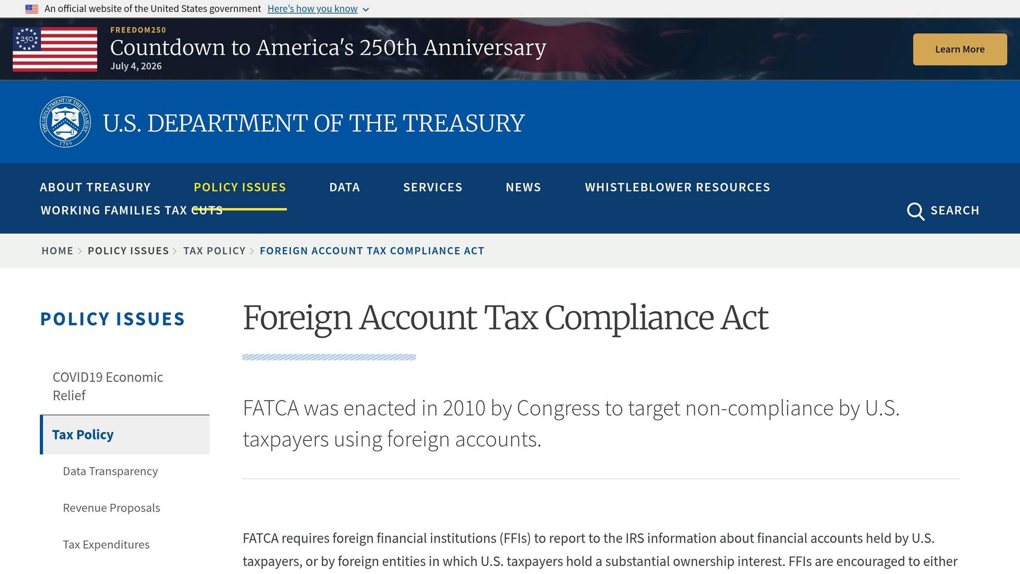 US Department of the treasury