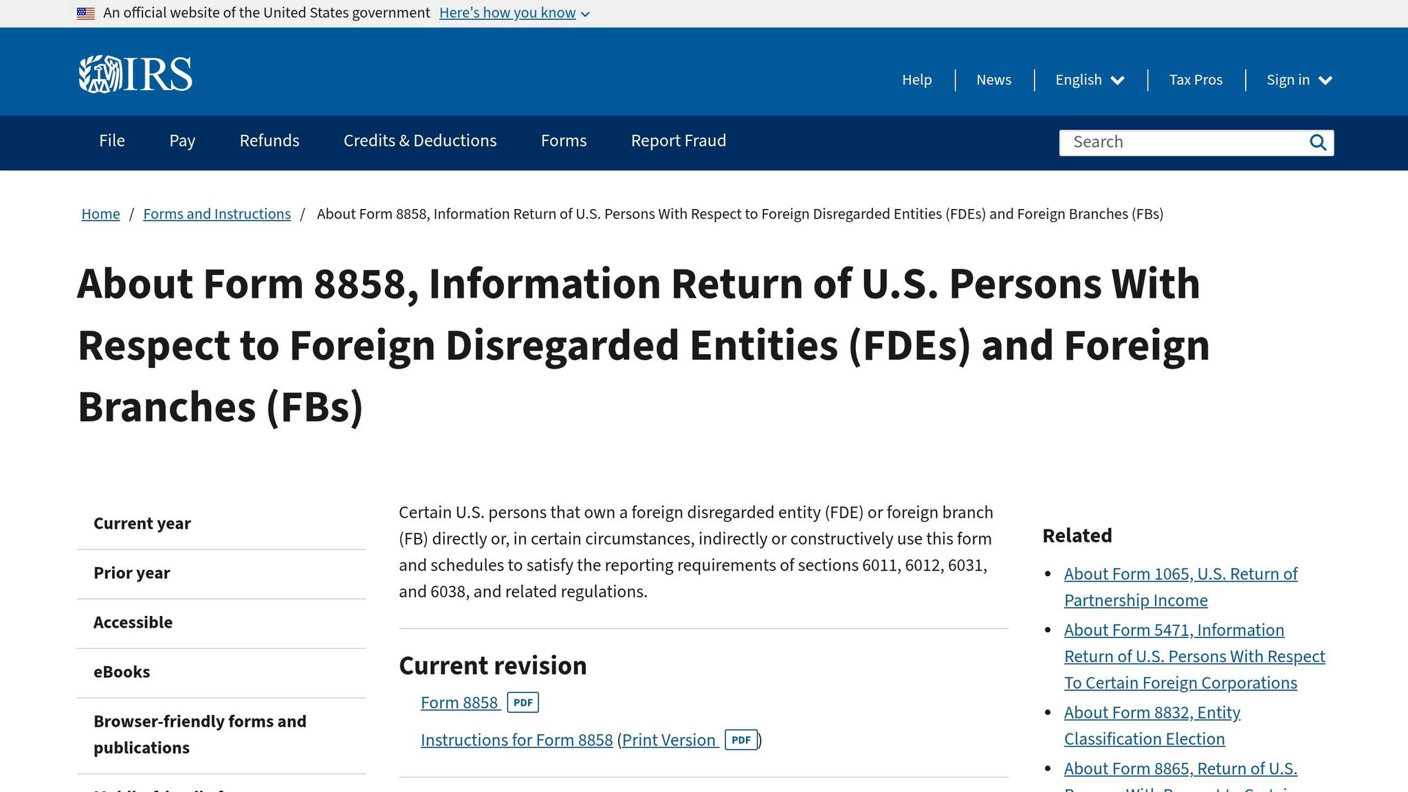 IRS form 8858