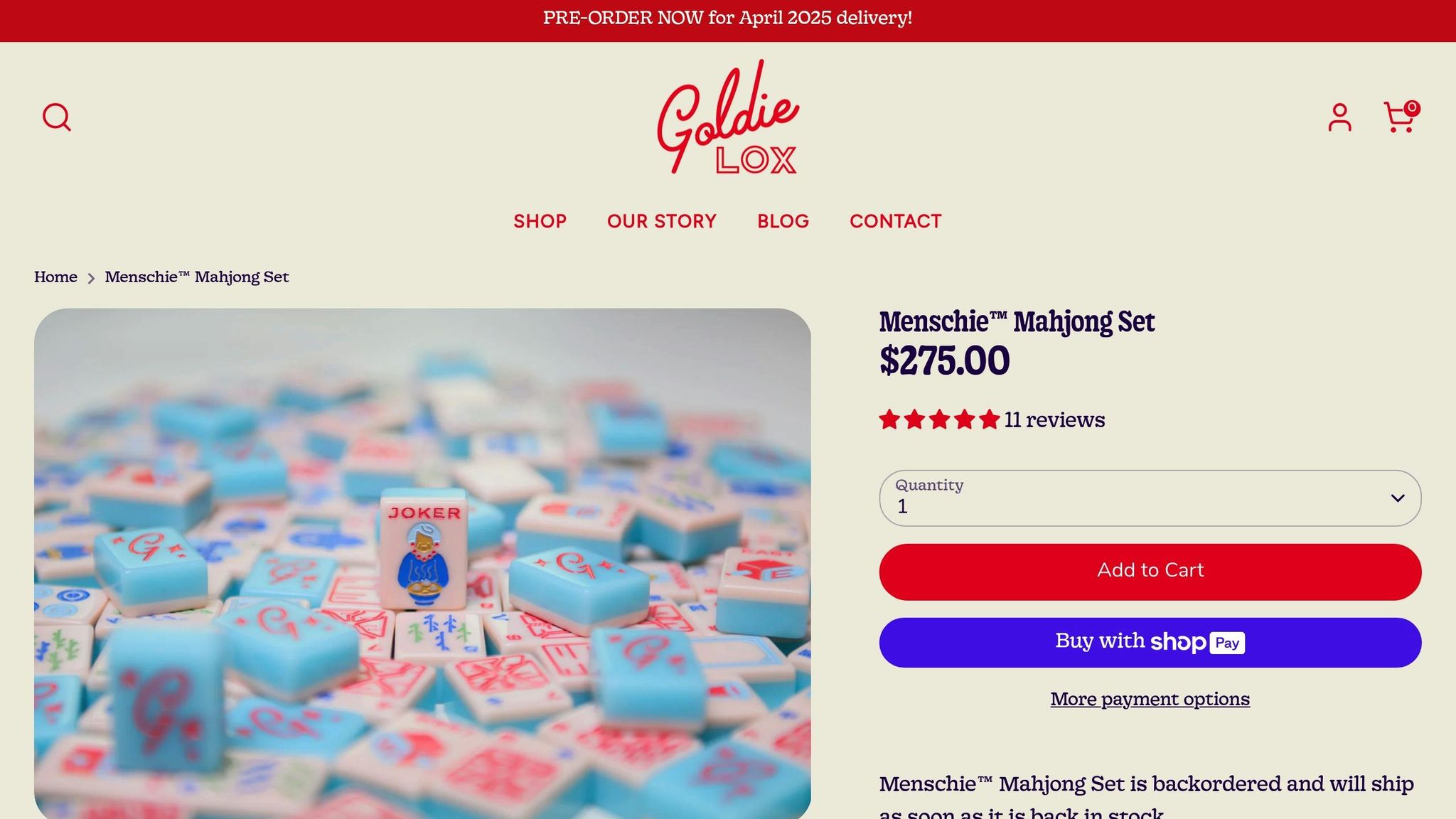 Goldielox Menschie Mahjong Set
