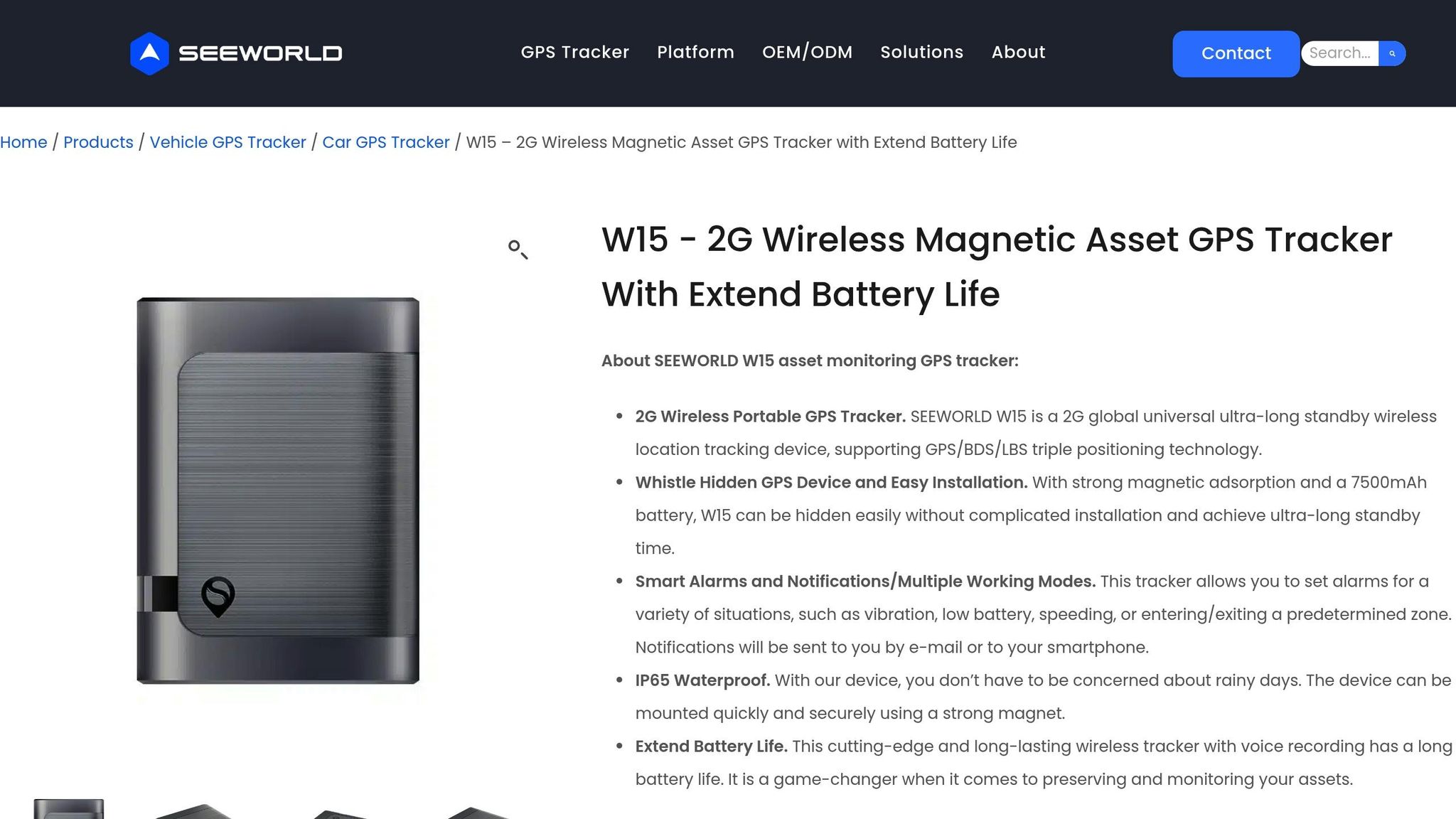 W15 Wireless Magnetic GPS Tracker