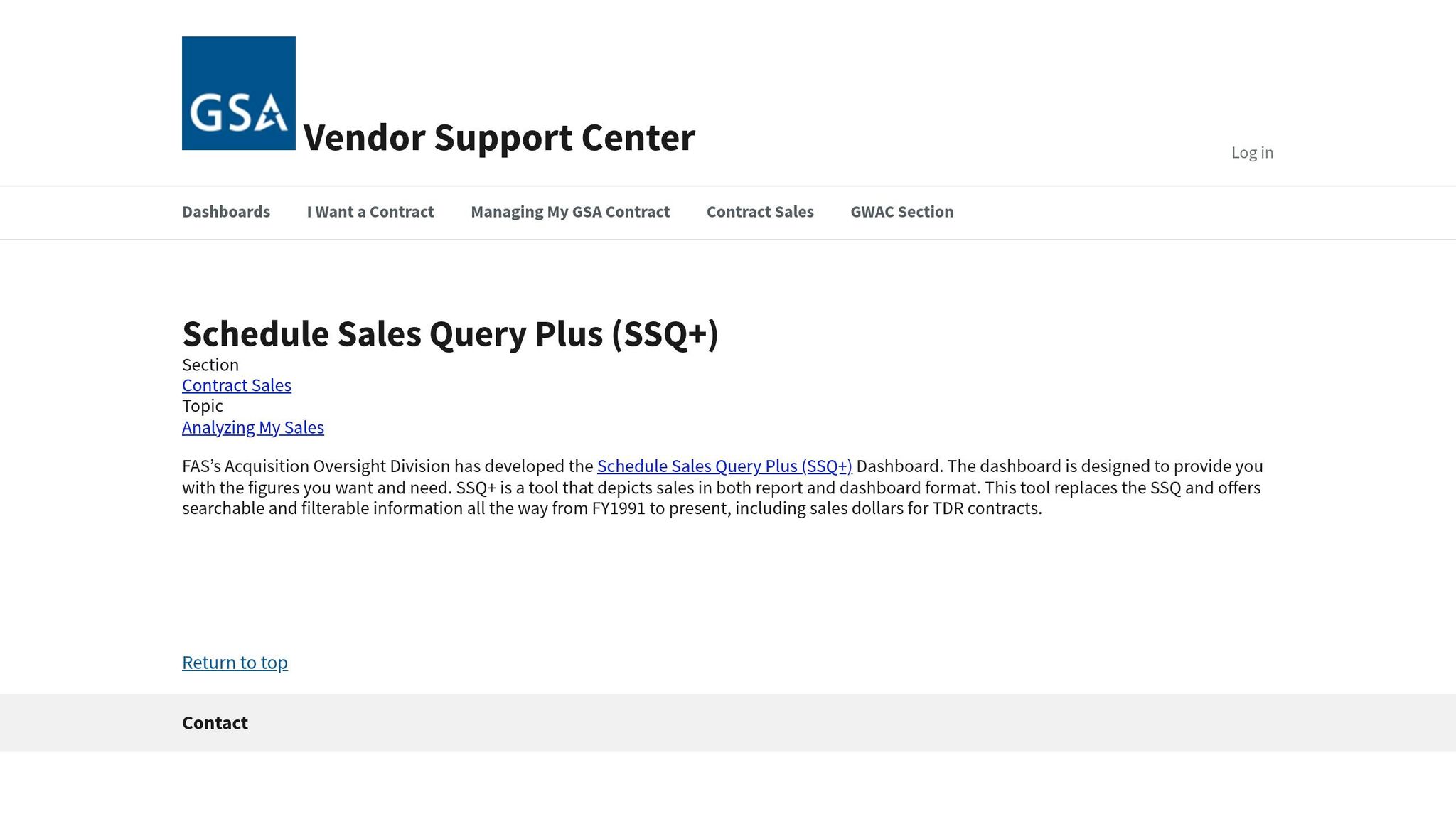 GSA Schedule Sales Query Plus