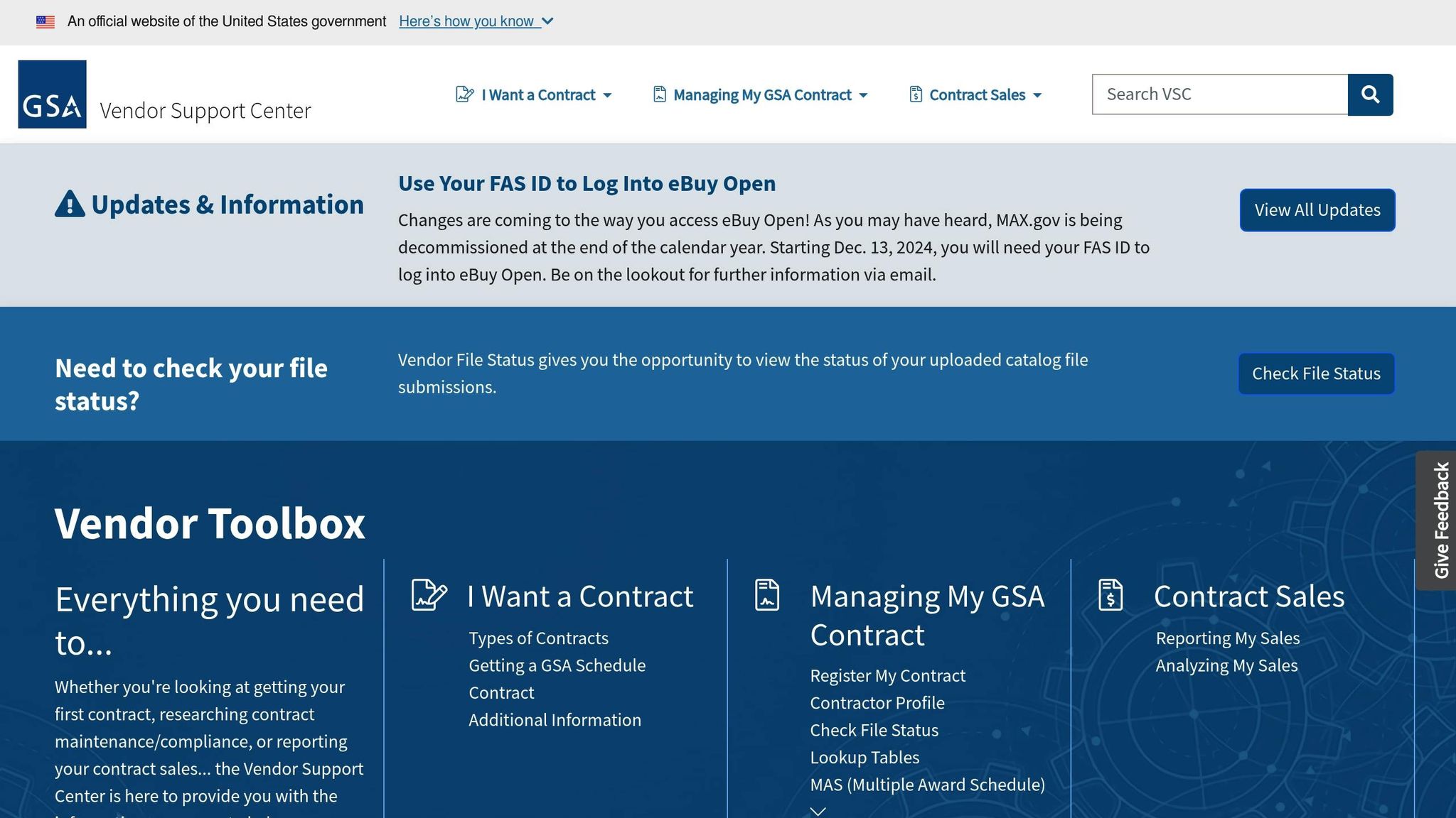 GSA Vendor Support Center