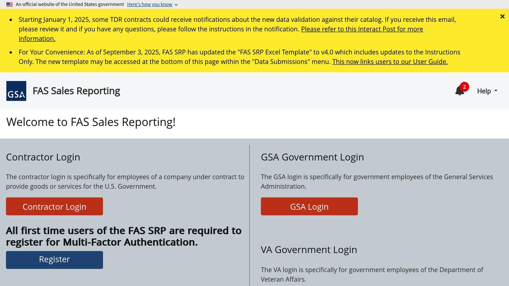 FAS Sales Reporting Portal