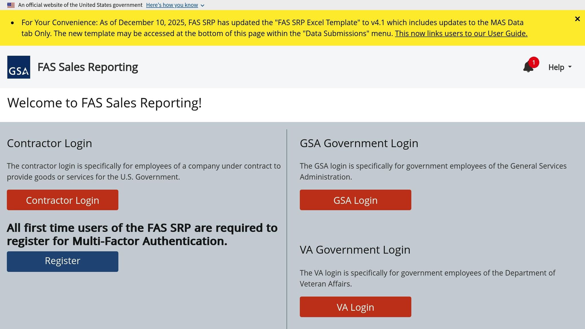 FAS Sales Reporting Portal