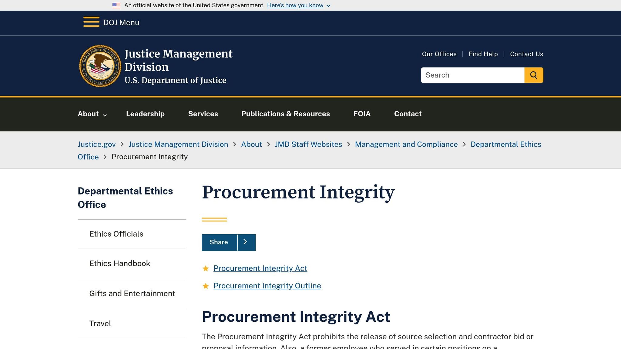 Procurement Integrity Act