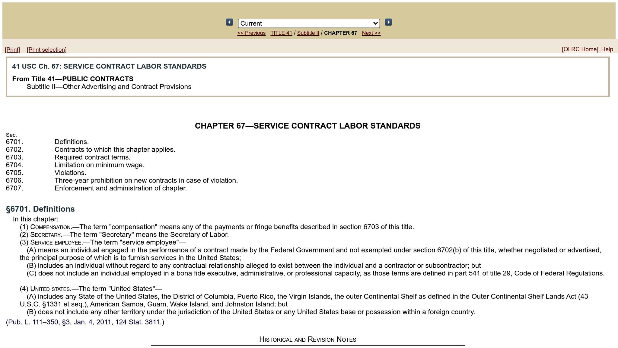 Service Contract Labor Standards