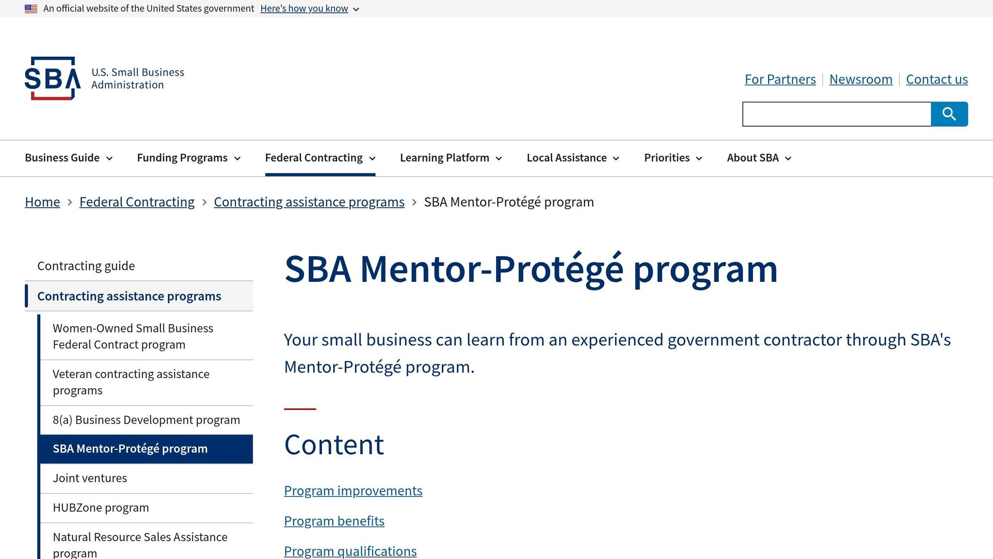 SBA Mentor-Protégé Program