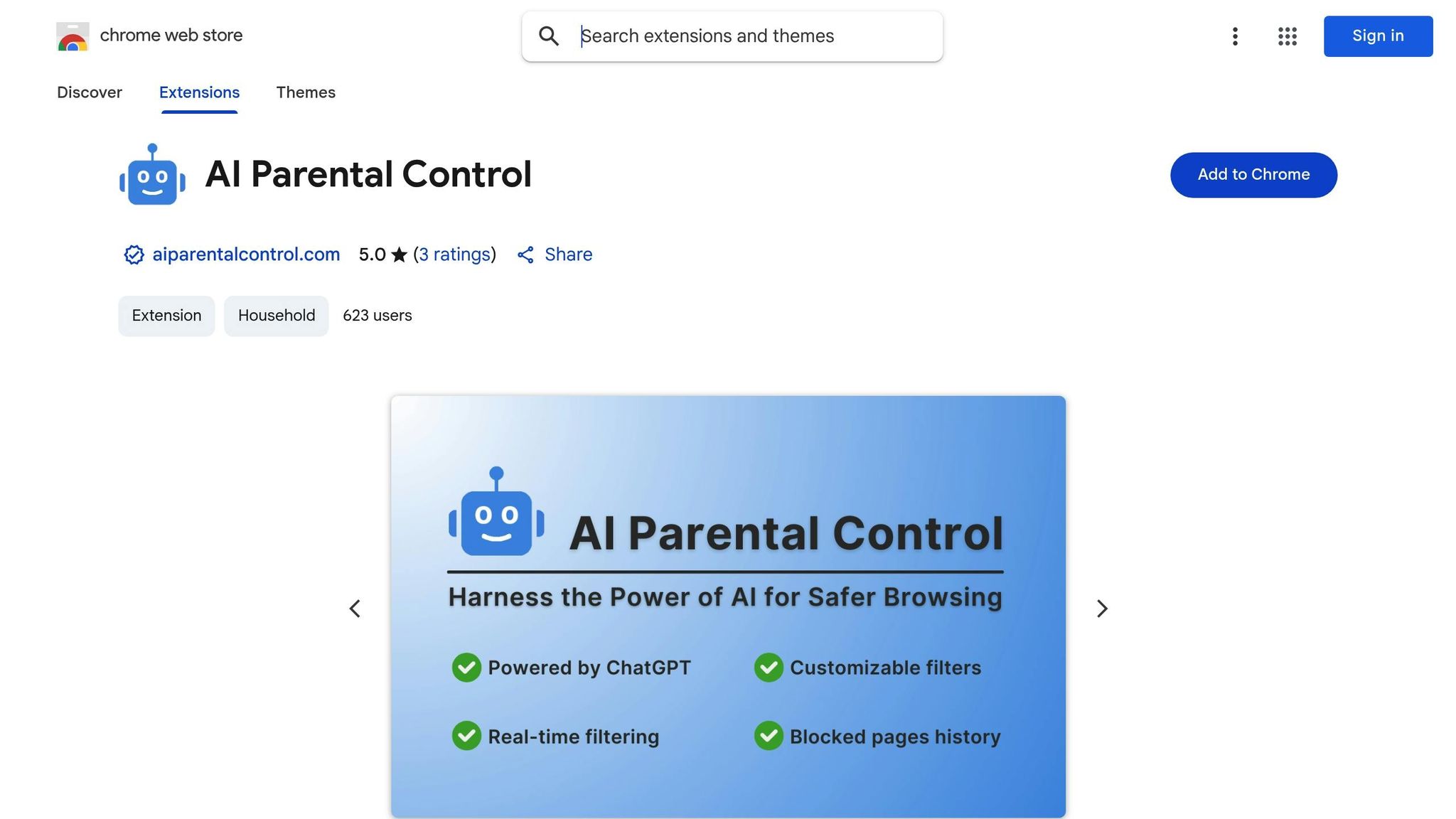 AI Parental Control Chrome Extension
