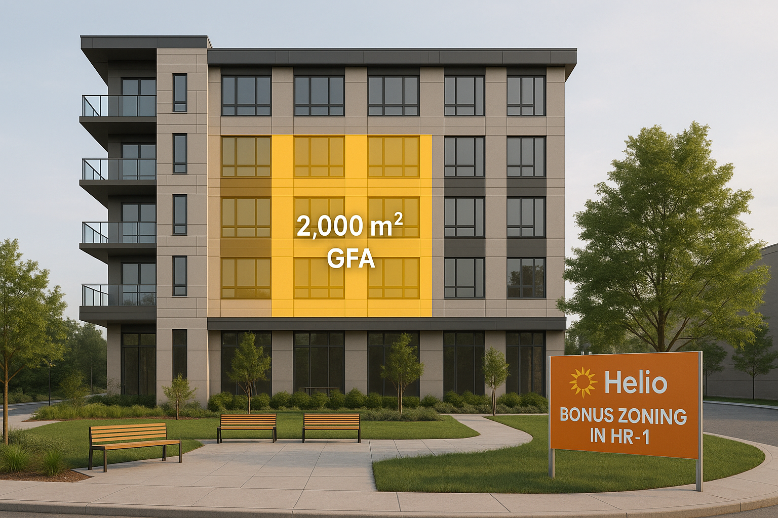 Bonus Zoning in HR-1 (HR1): When >2,000 m² GFA Triggers Public Benefits