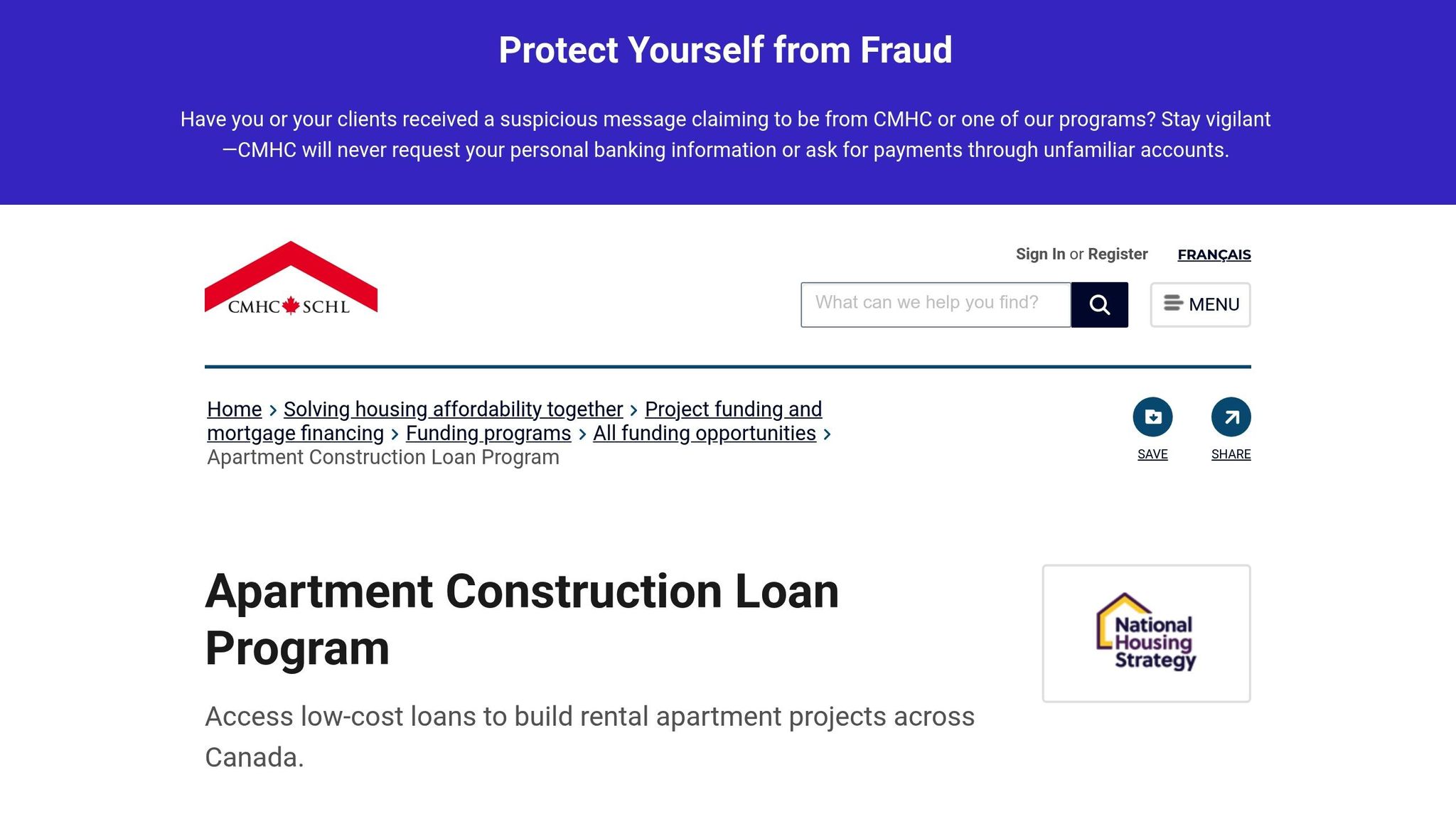 CMHC Apartment Construction Loan Program