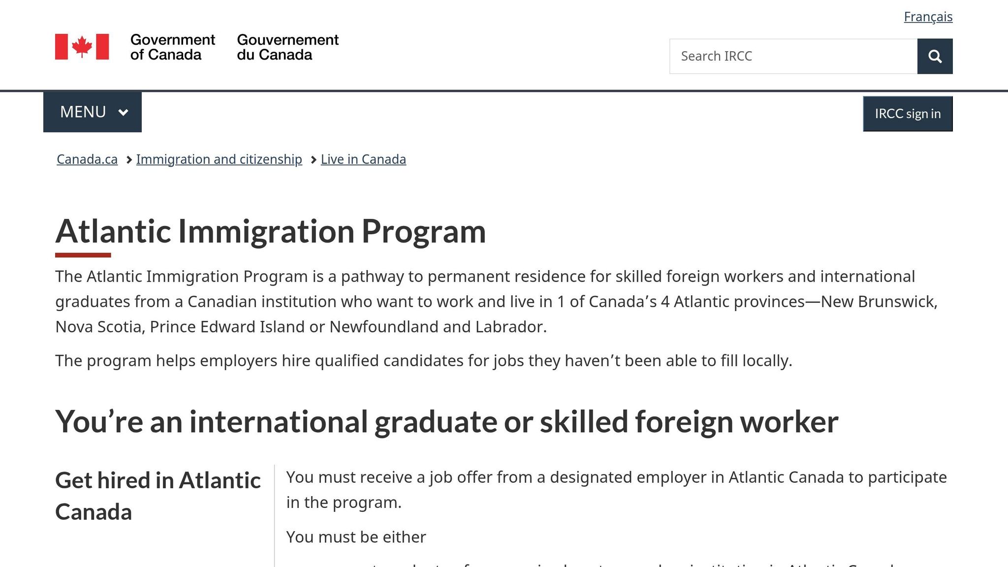 Atlantic Immigration Program