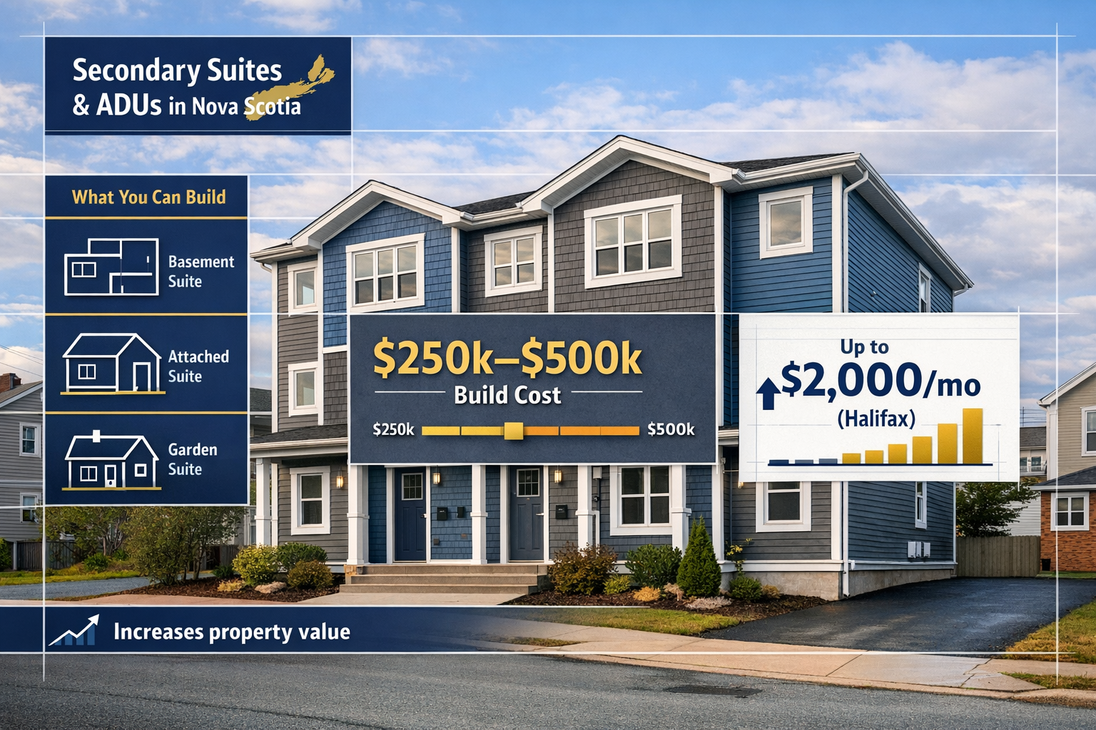 Secondary Suites and ADUs in Nova Scotia: What You Can Build, What It Costs, and What It Earns