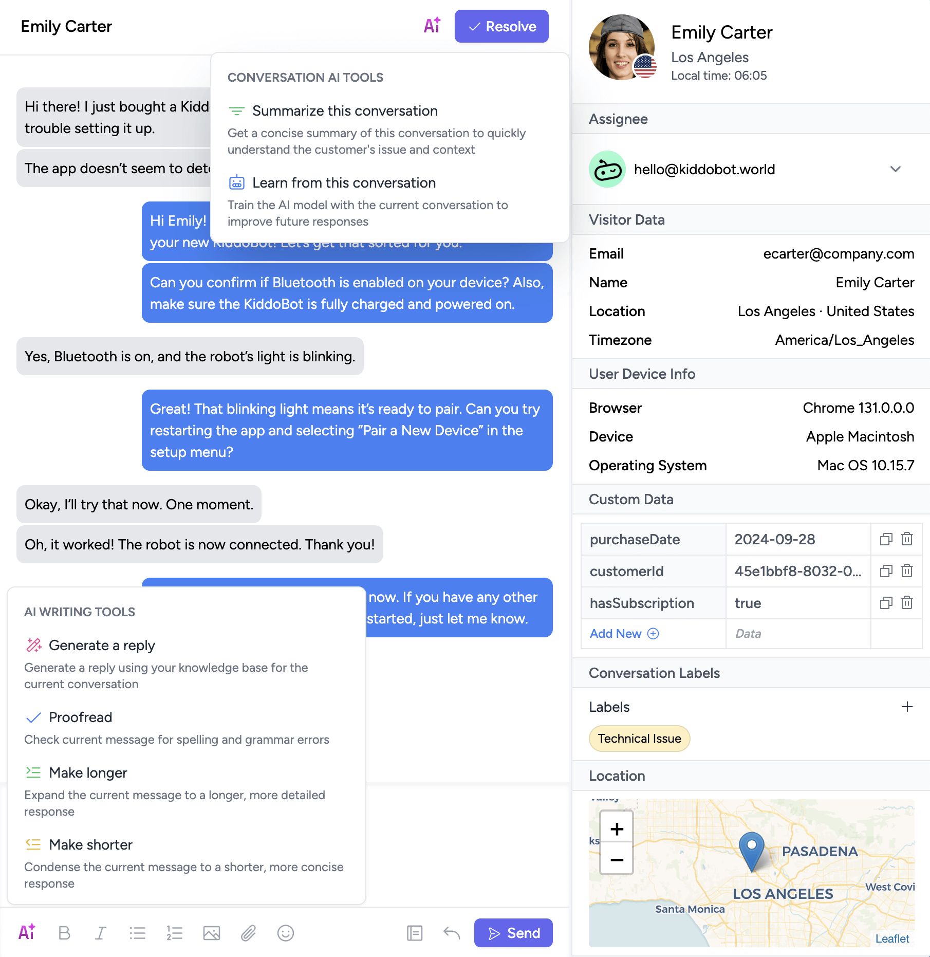 HelpJam's Help Desk Inbox UI
