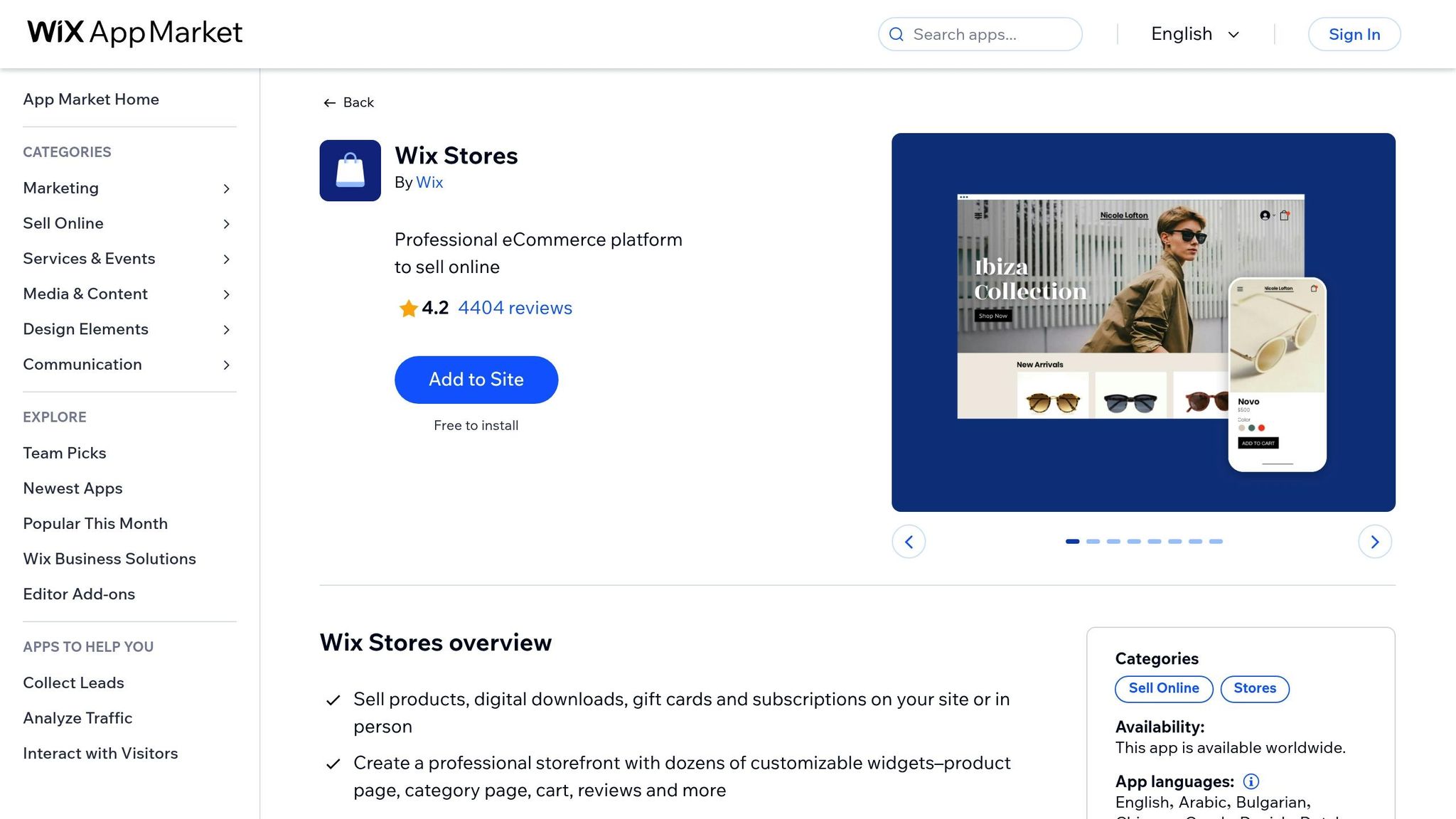 Wix Store