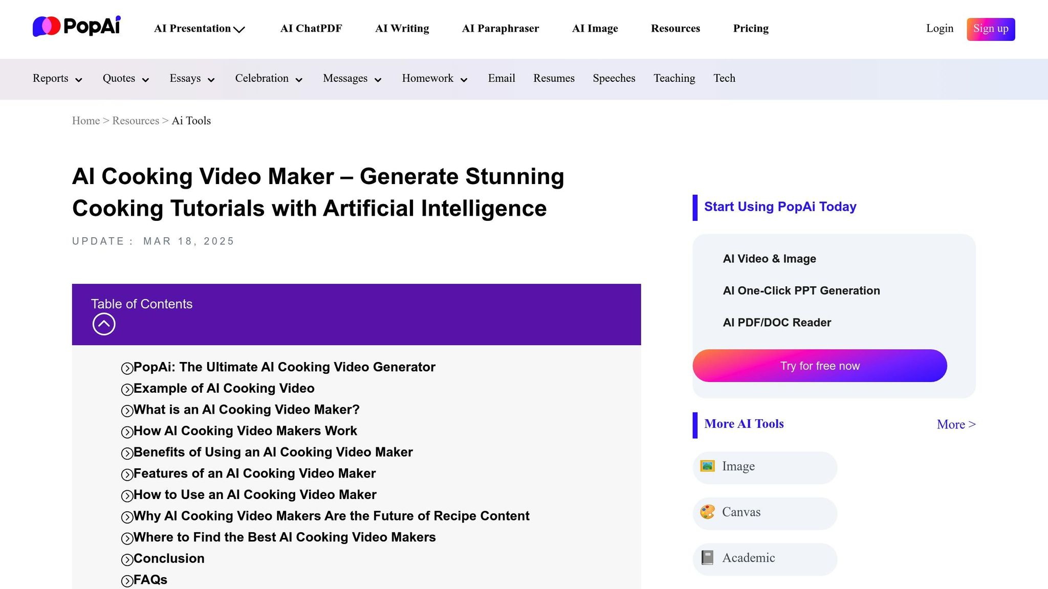 PopAi Cooking Video Maker