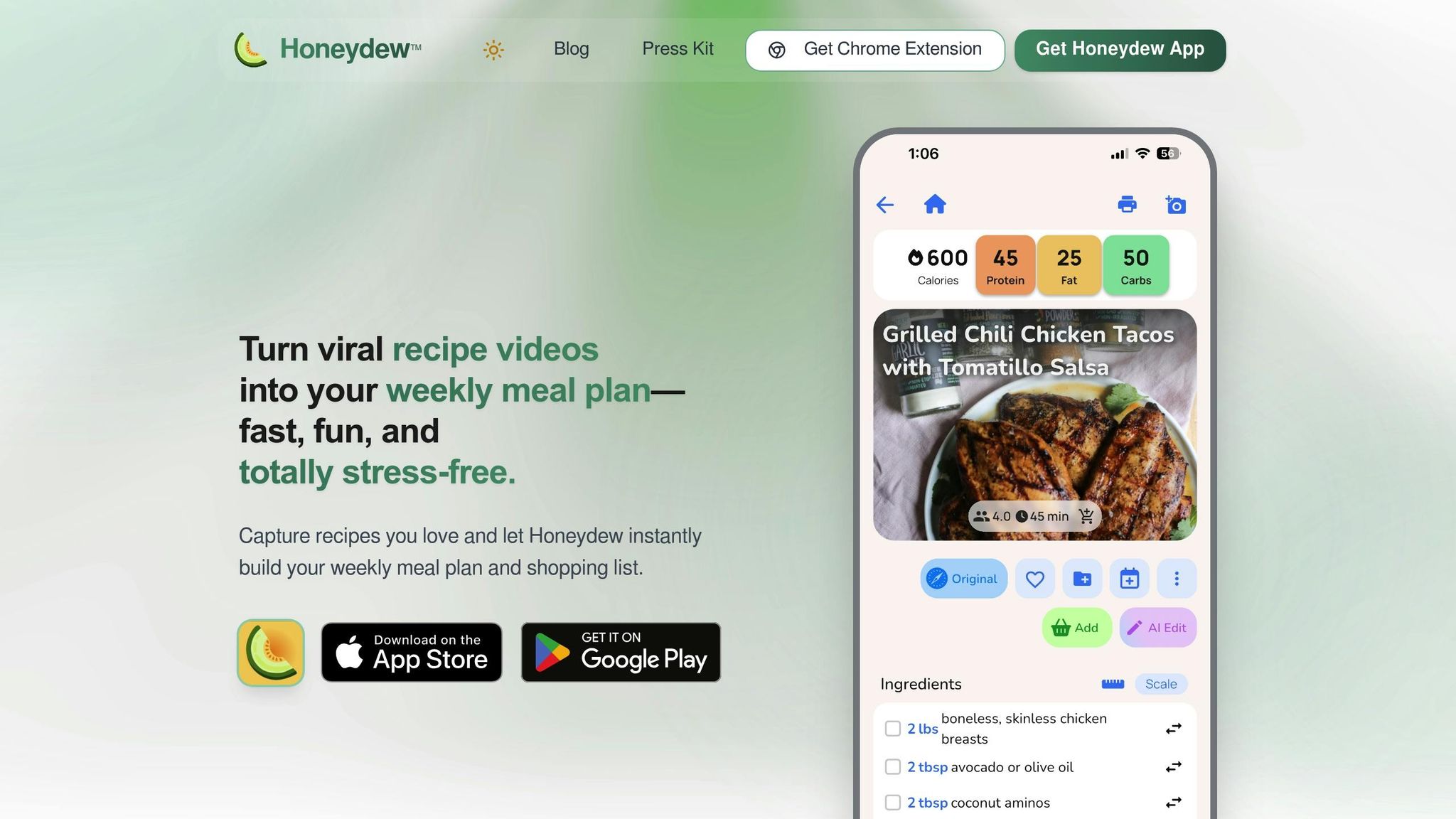 Honeydew Recipe Manager