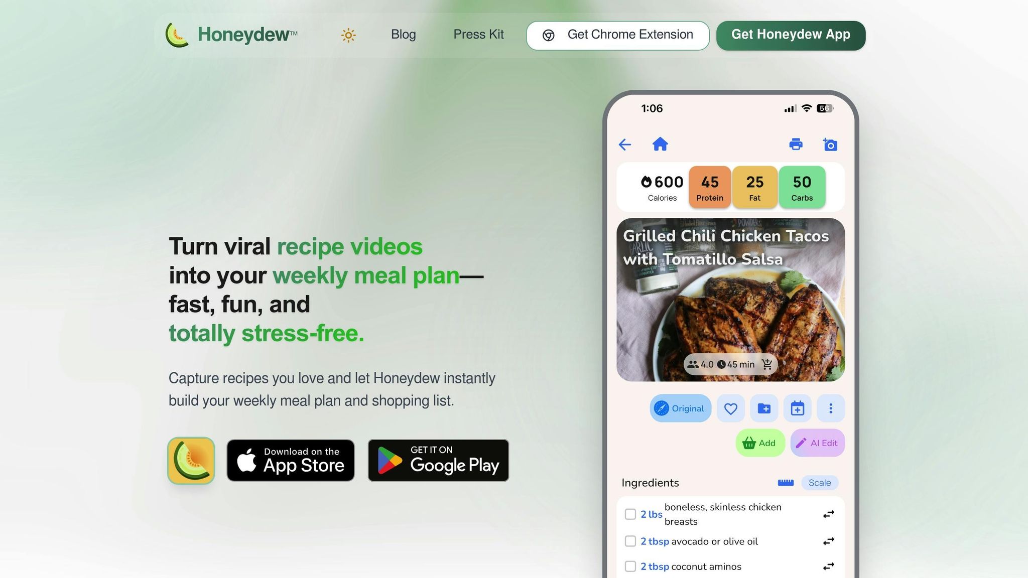 Honeydew Recipe Manager