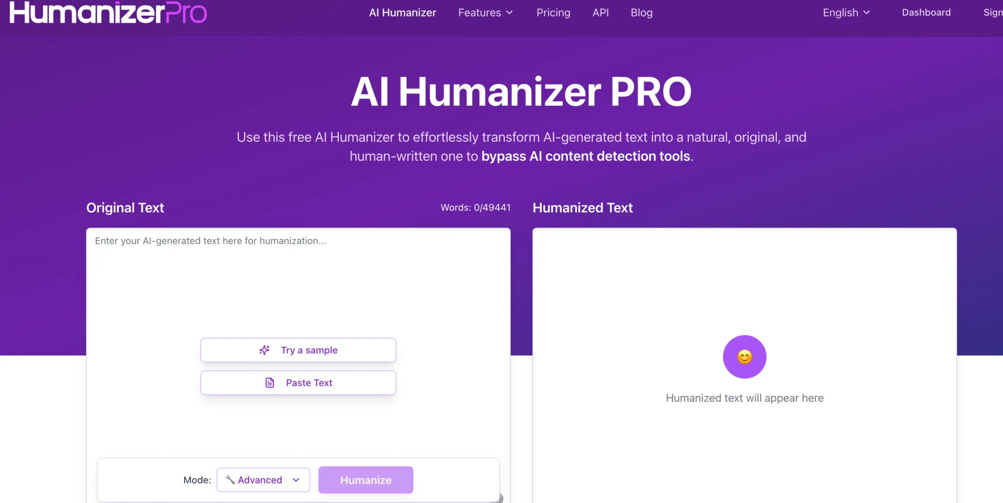 HumanizerPro’s AI Humanizer Editor.