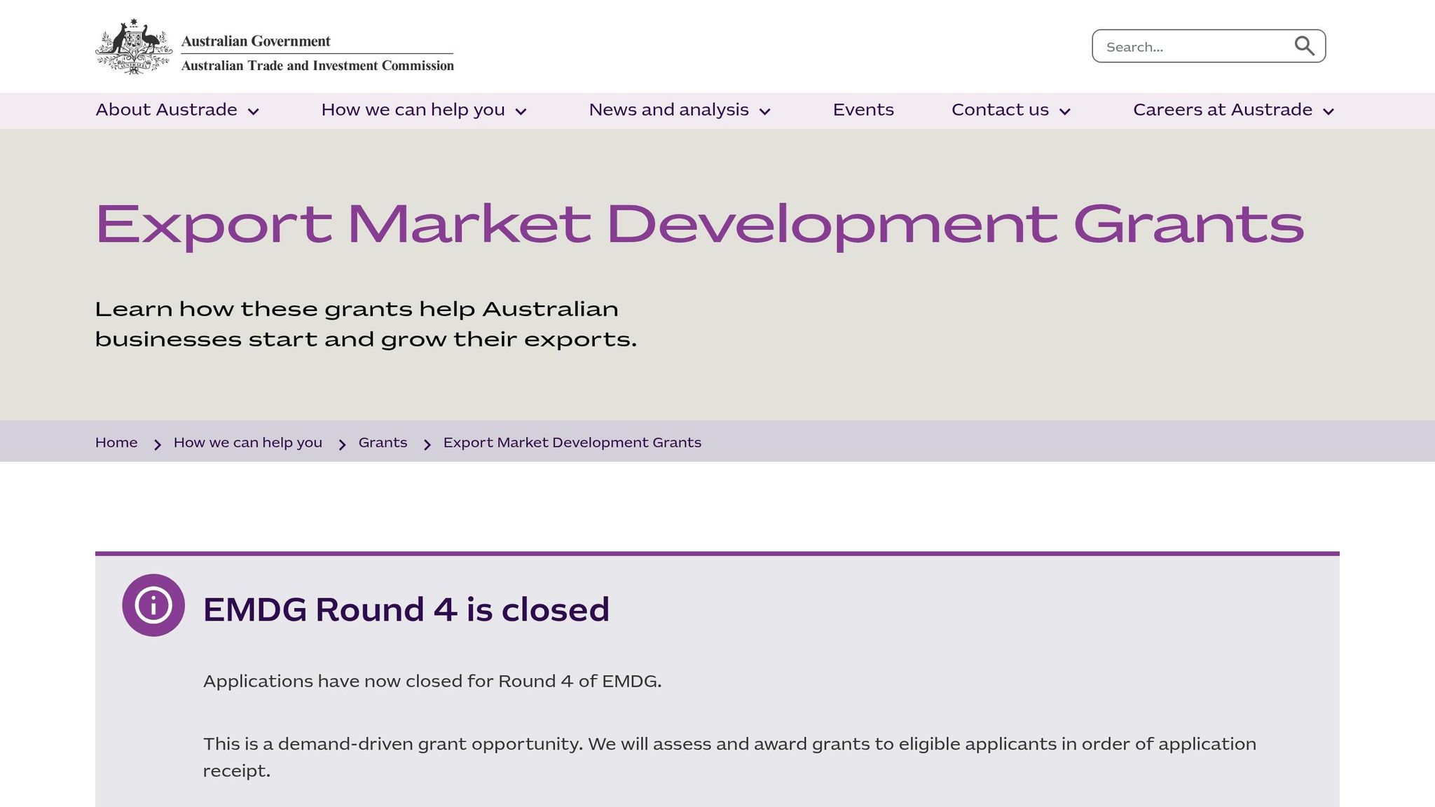 Export Market Development Grants