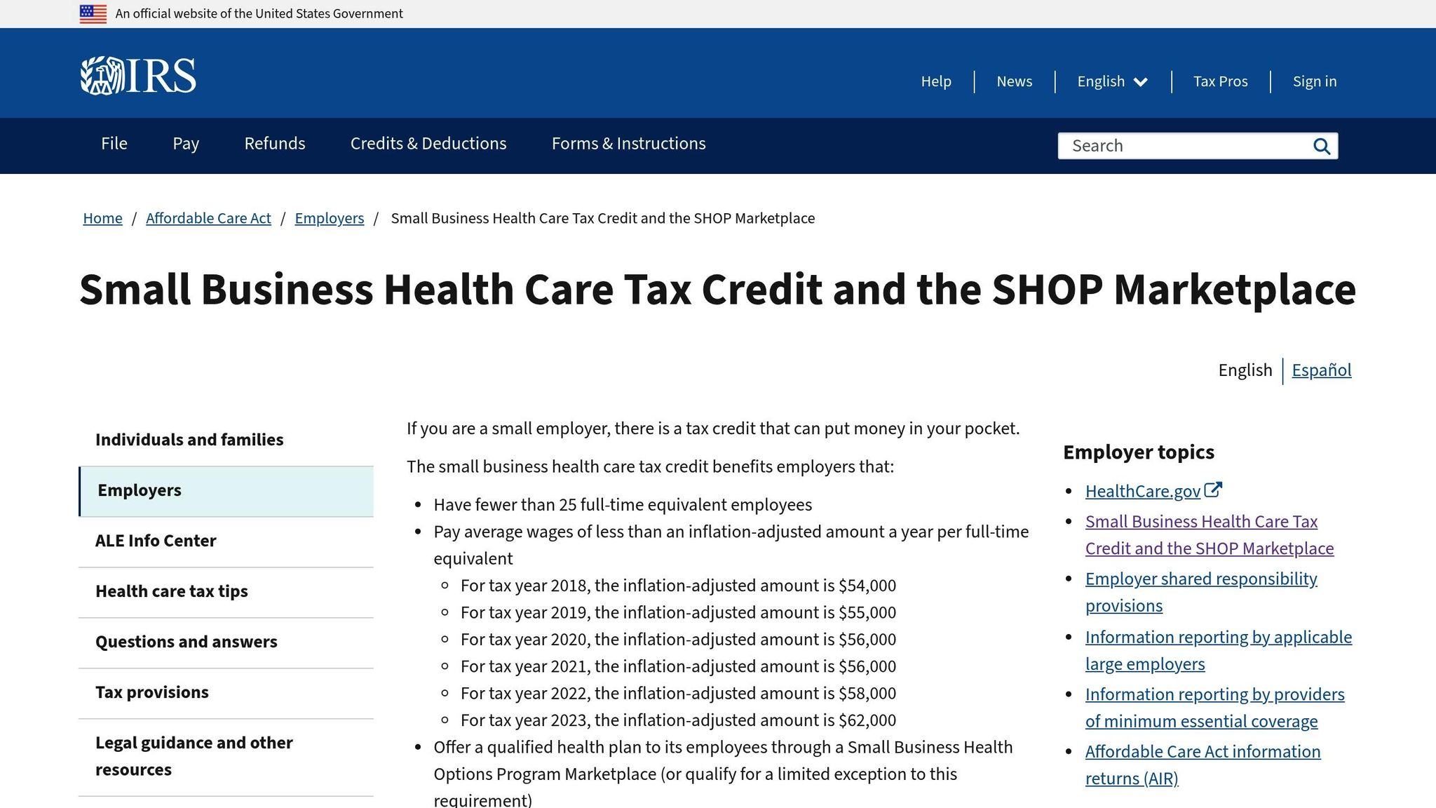 Small Business Health Care Tax Credit