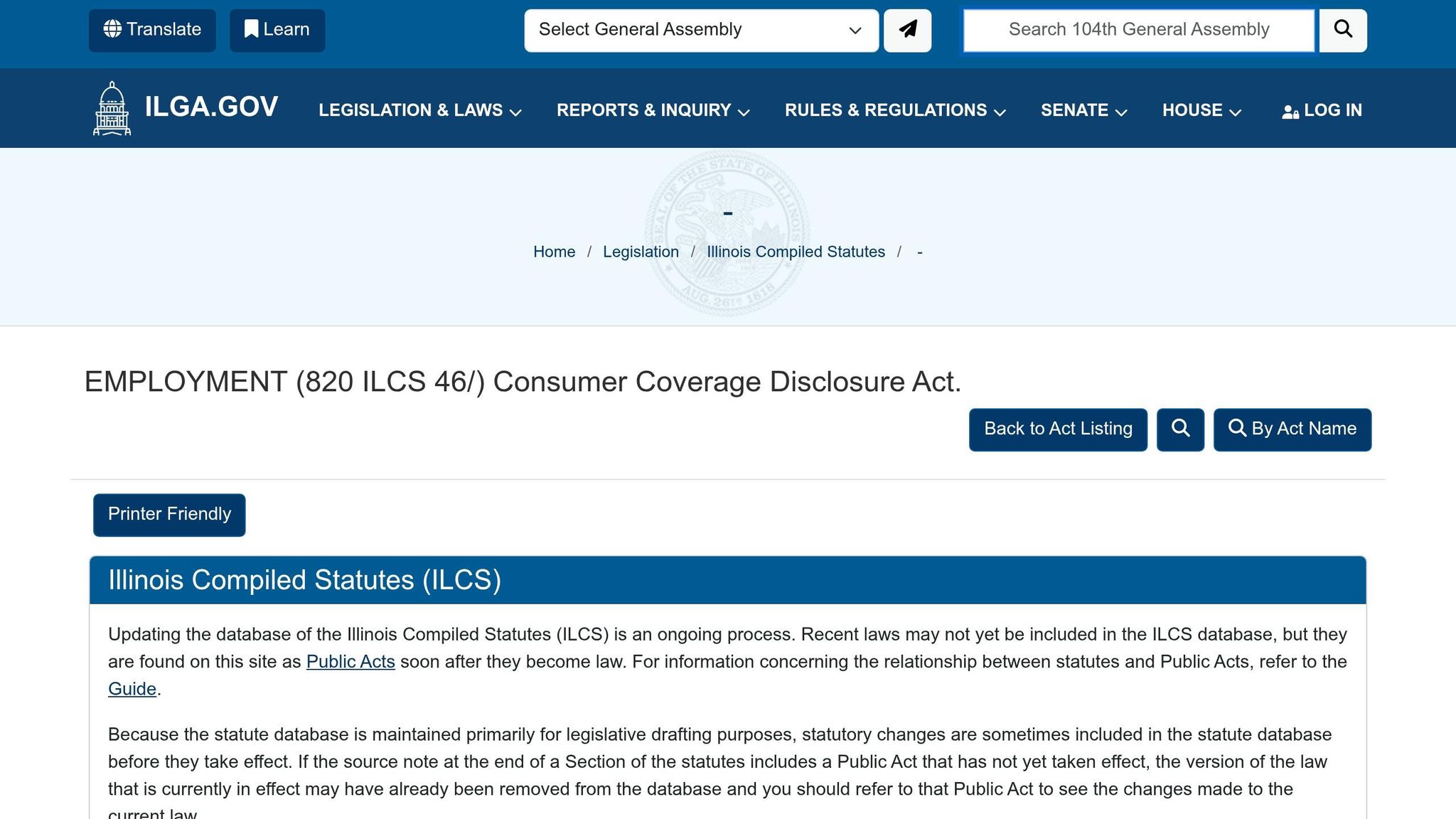 Illinois Consumer Coverage Disclosure Act