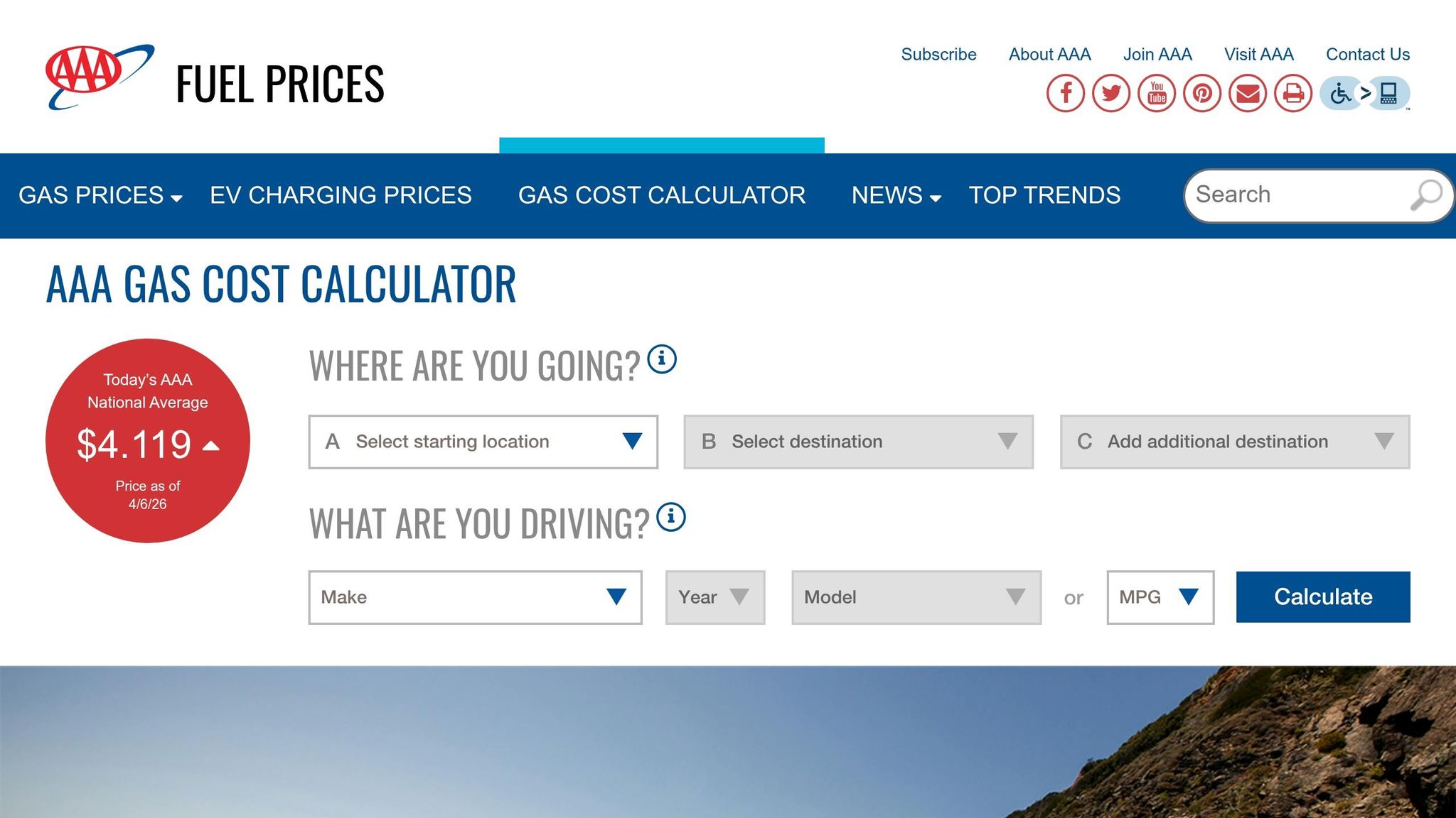 AAA Fuel Cost Calculator
