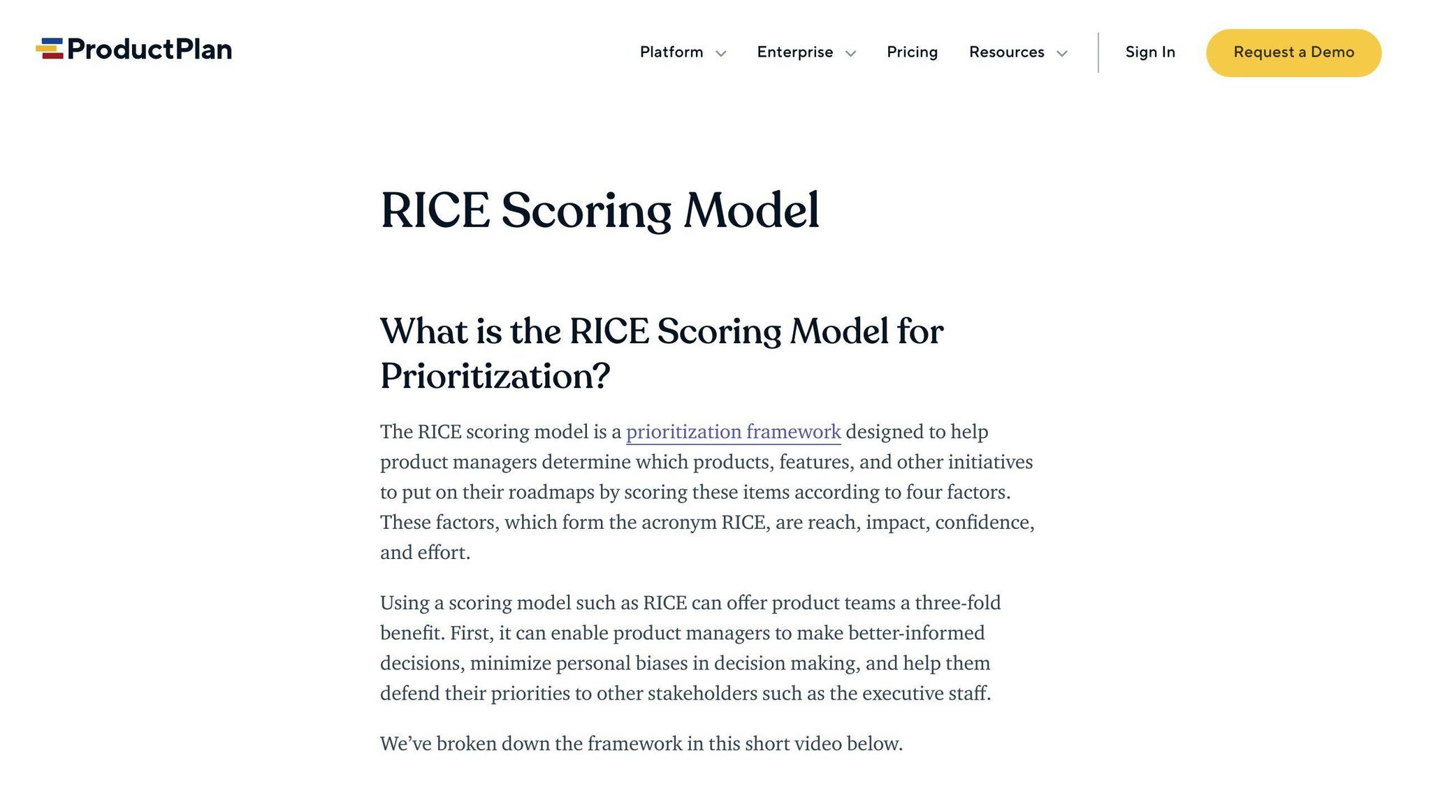 RICE Scoring Model