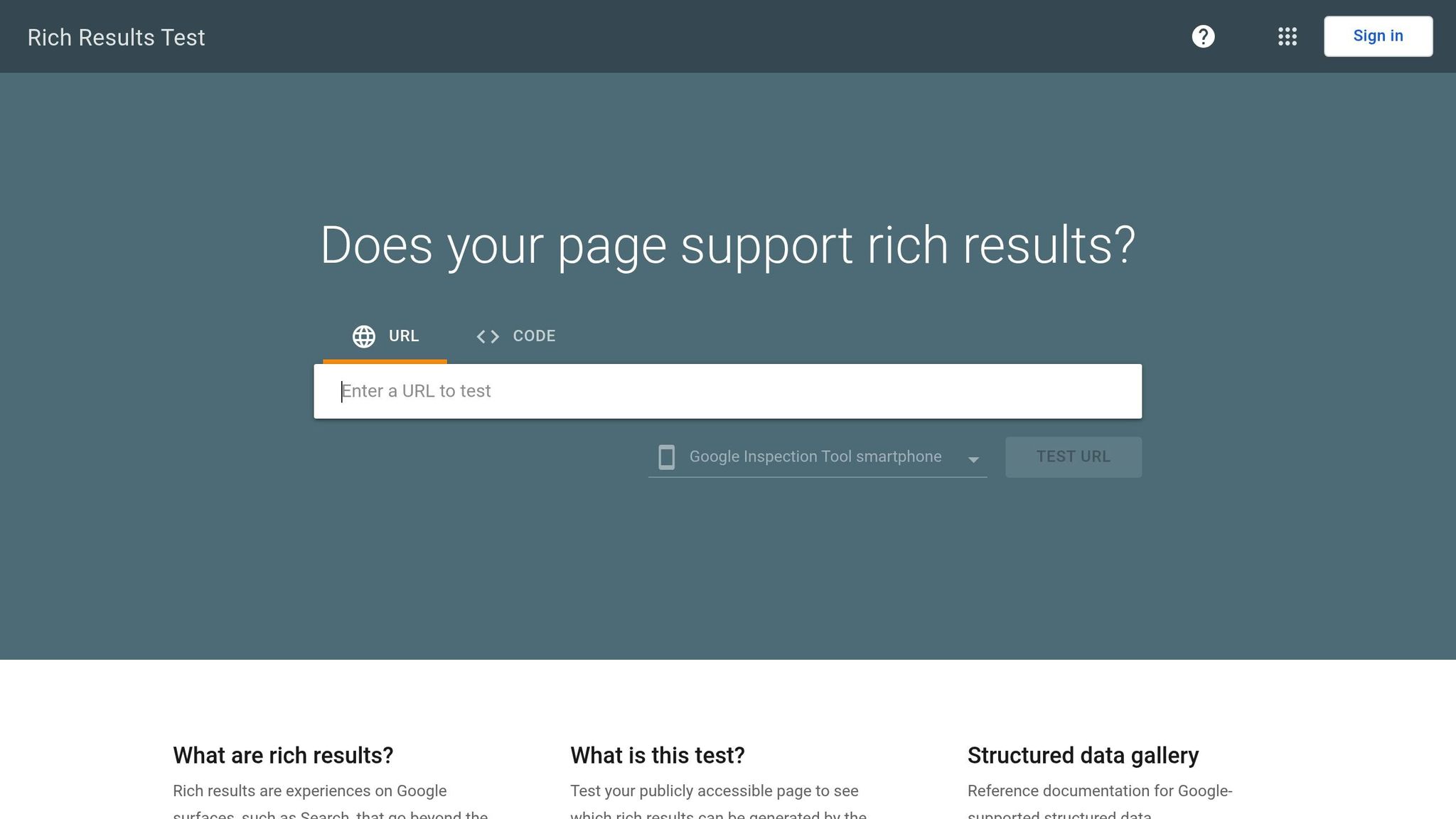 Google's Rich Results Test