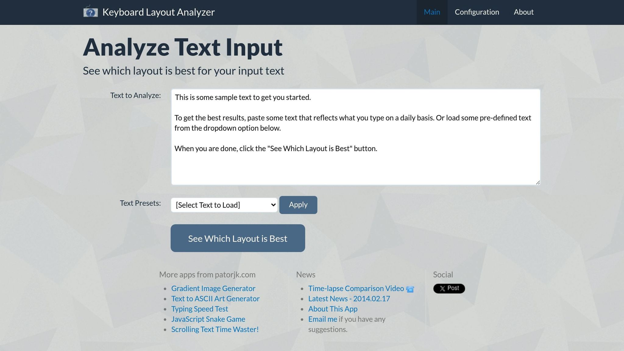 Keyboard Layout Analyzer