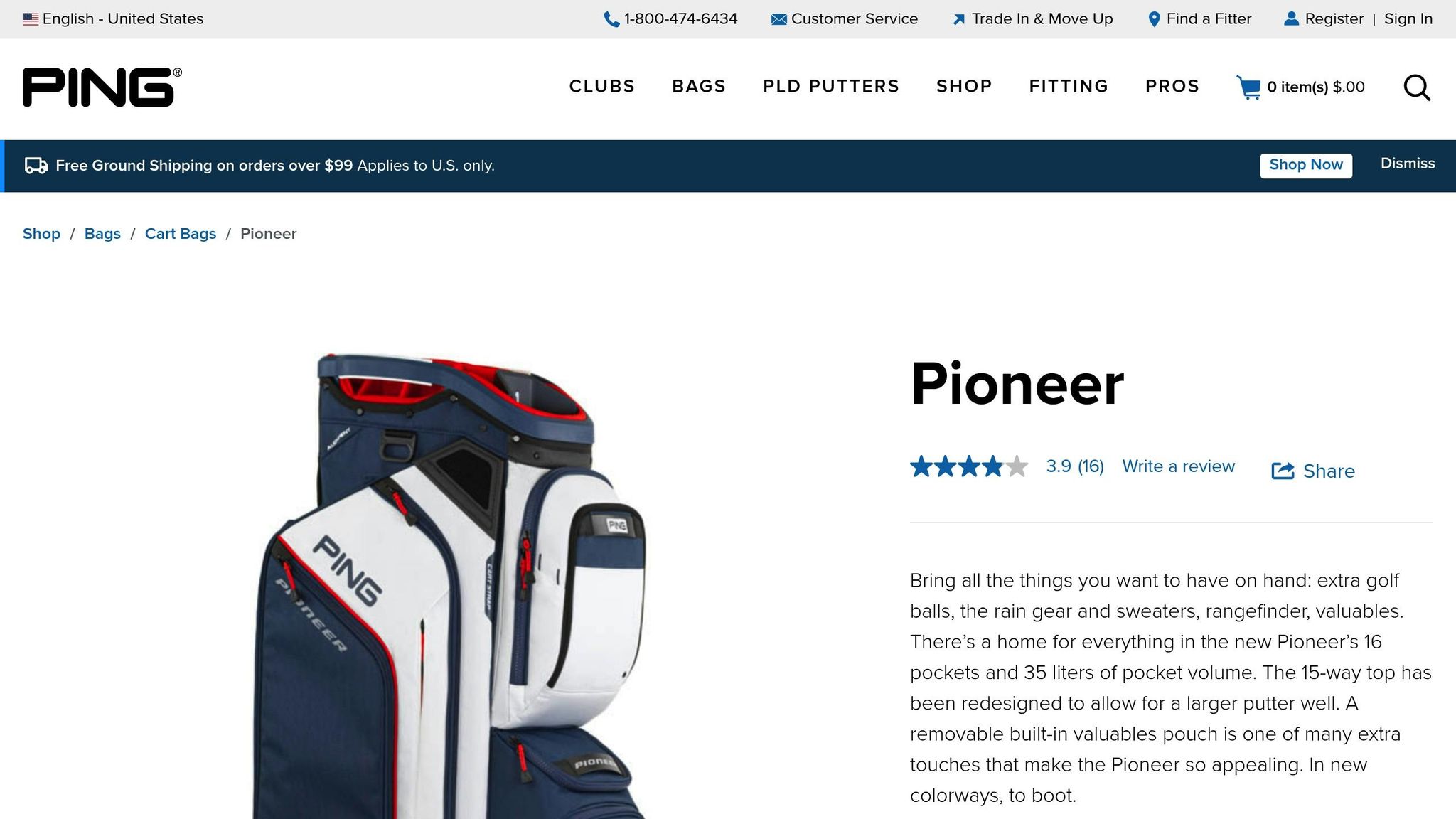 PING PIONEER CART BAG