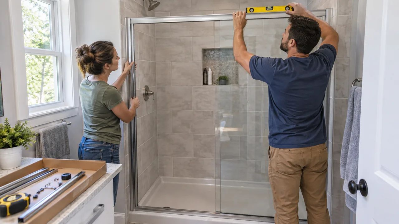 Shower Door Installation: DIY vs. Professional Help 5 Shower door installation DIY with a framed glass door kit