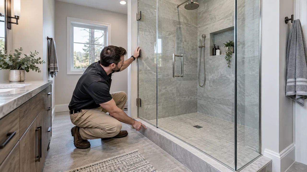 Shower Door Installation: DIY vs. Professional Help 9 Shower door installation inspection for alignment and sealing